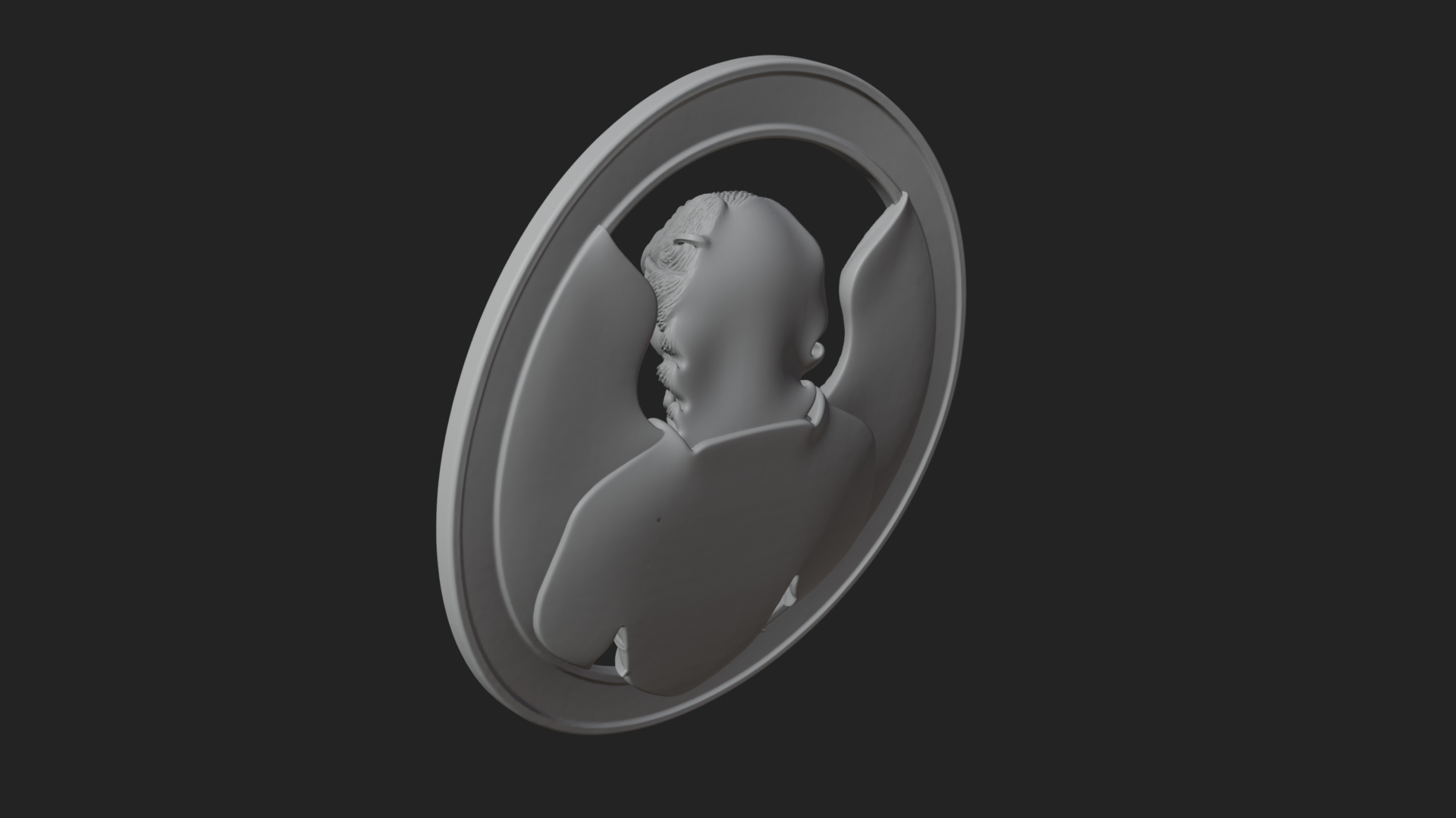 Armored Archangel Oval Plaque Design 5 3D Print Model 3D Model