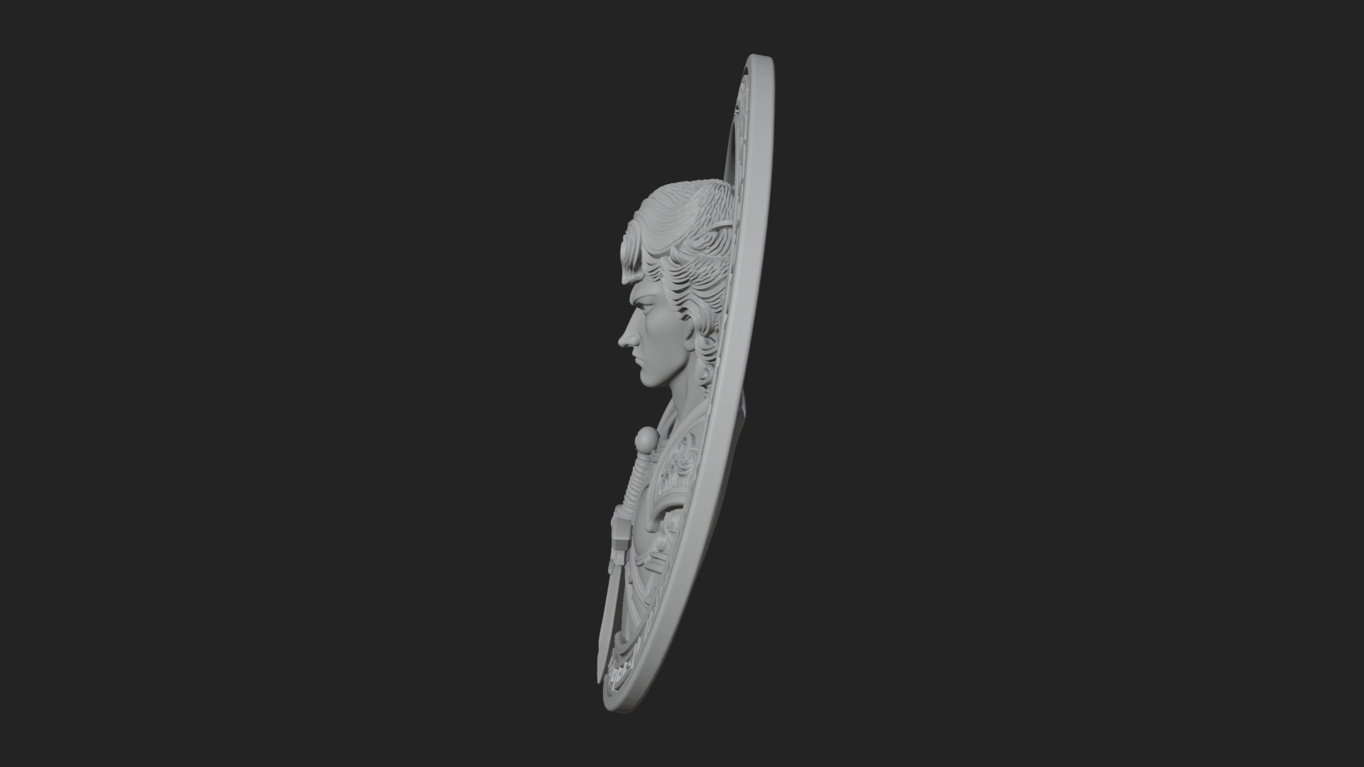 Armored Archangel Oval Plaque Design 5 3D Print Model 3D Model