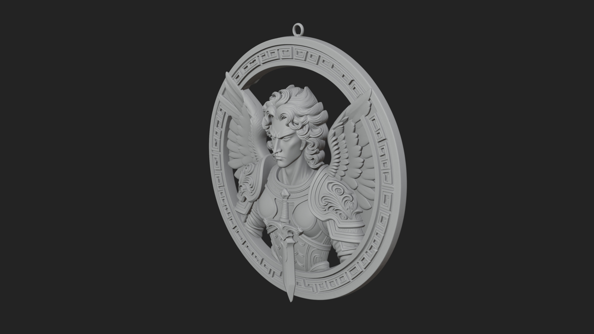 Armored Archangel Oval Plaque Design 7 3D Print Model 3D Model