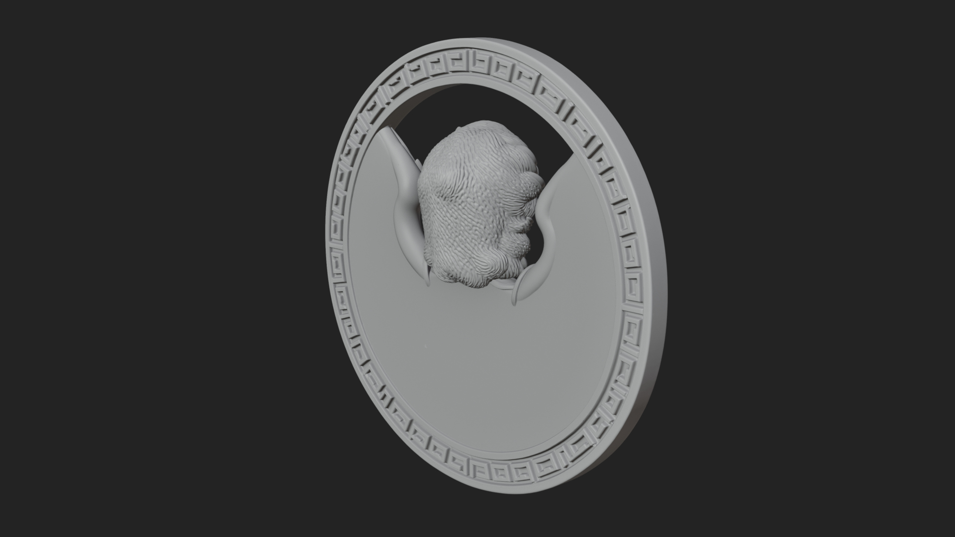 Armored Archangel Oval Plaque Design 8 3D Print Model 3D Model