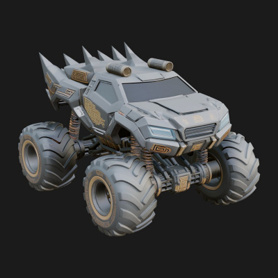 Armored Battle Truck Model Design 1 3D Print Model