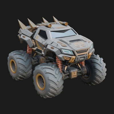 Armored Battle Truck Model Design 2 3D Print Model