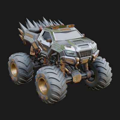 Armored Battle Truck Model Design 4 3D Print Model