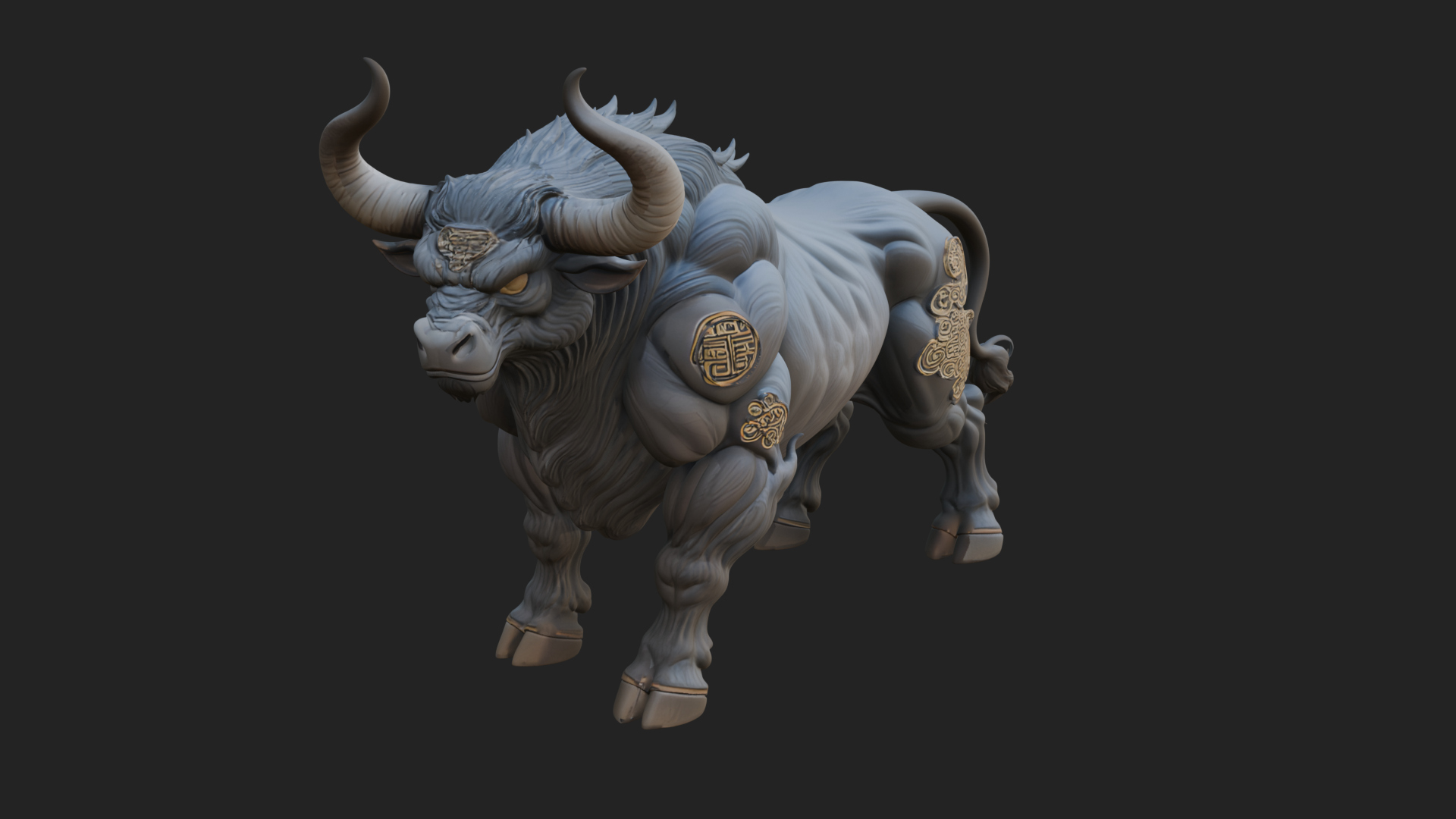 Armored Bull Beast Statue Design 1 3D Print Model 3D Model