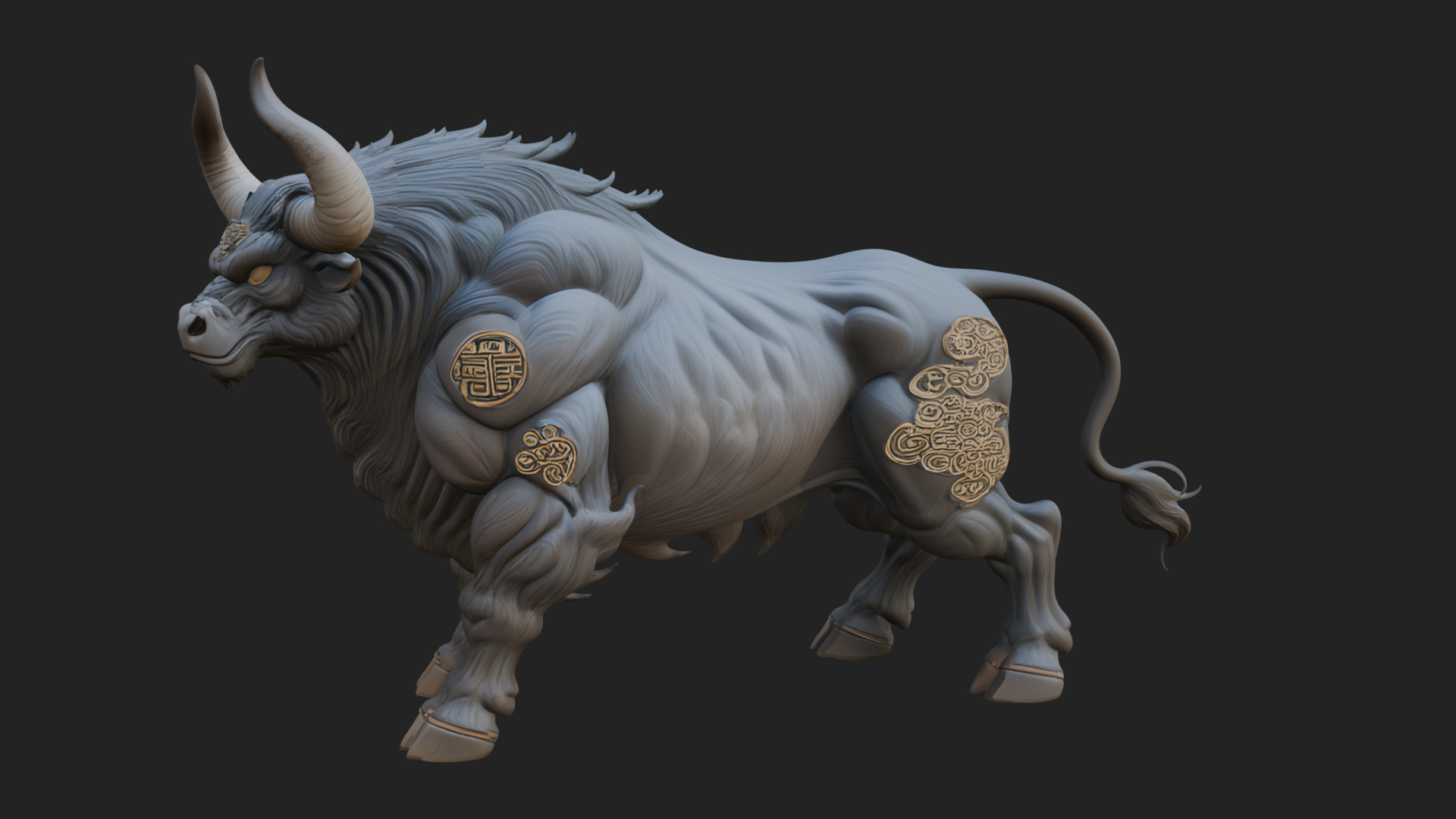 Armored Bull Beast Statue Design 1 3D Print Model 3D Model