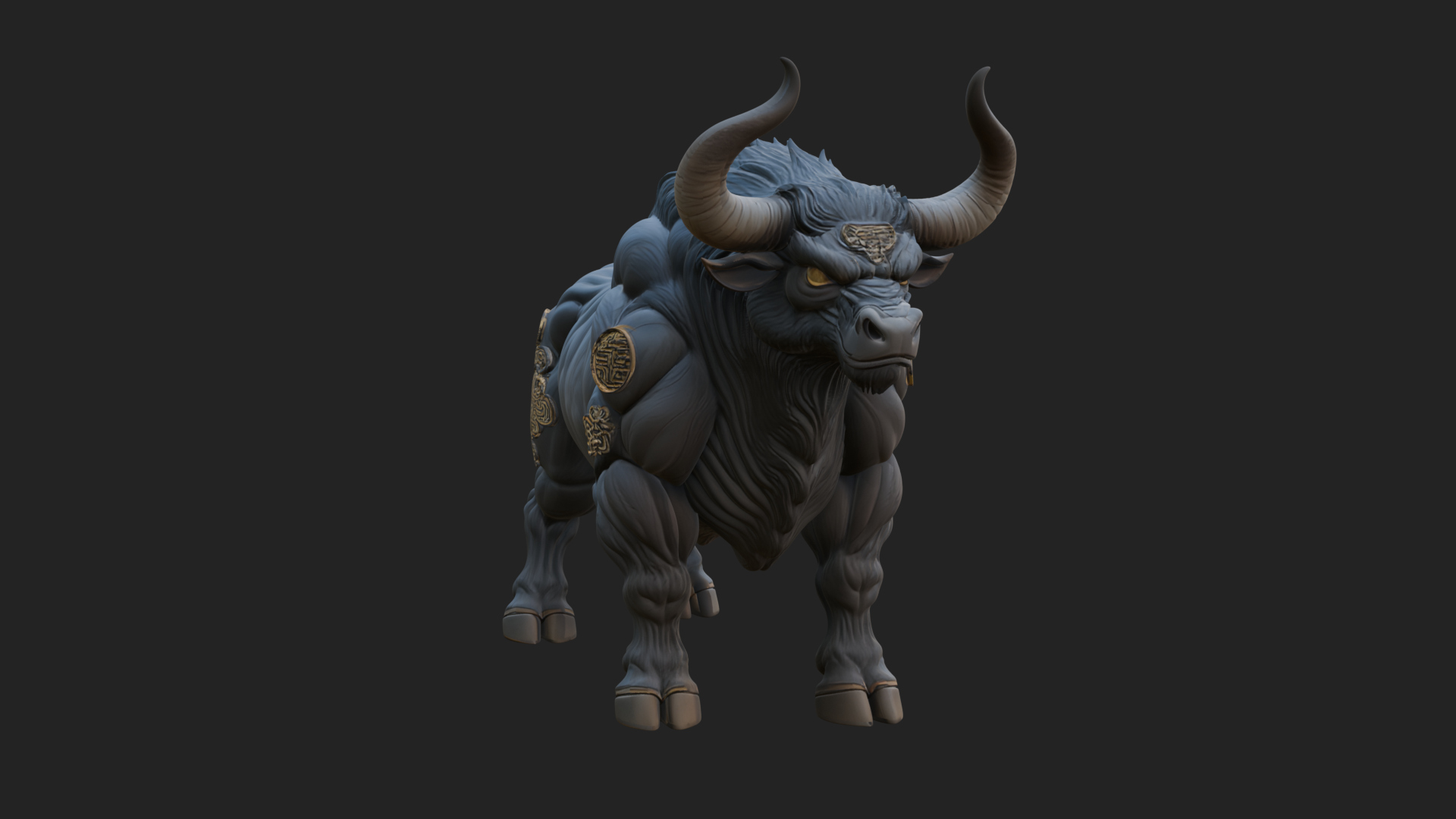 Armored Bull Beast Statue Design 1 3D Print Model 3D Model