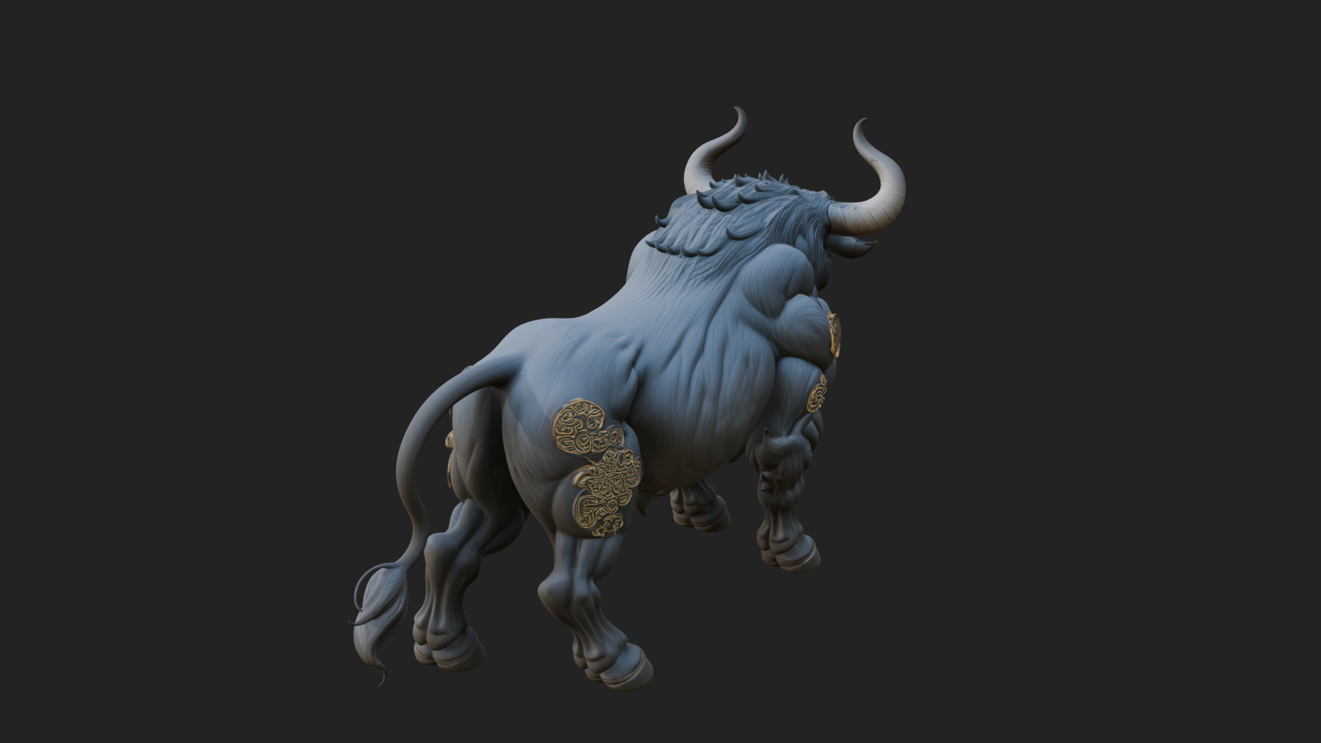 Armored Bull Beast Statue Design 1 3D Print Model 3D Model