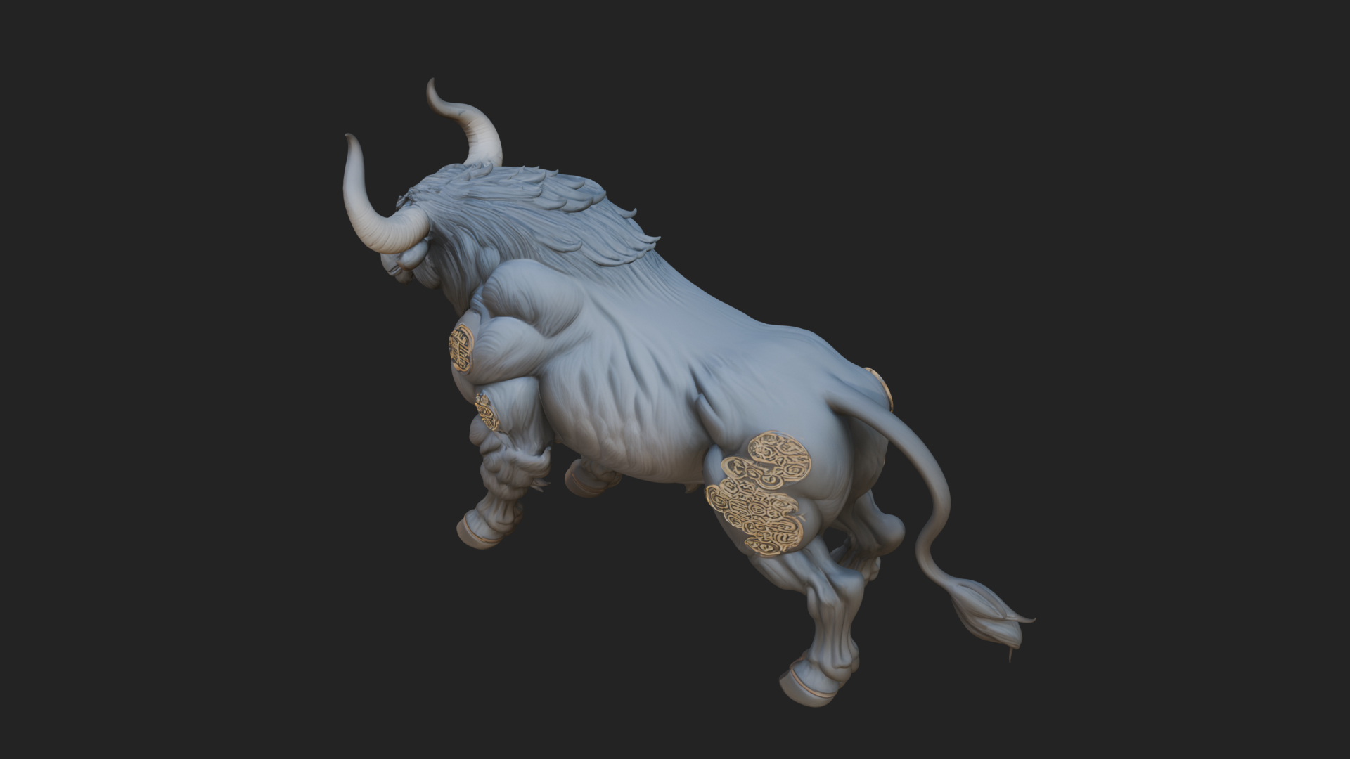 Armored Bull Beast Statue Design 1 3D Print Model 3D Model