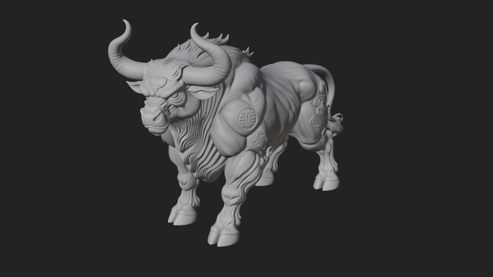 Armored Bull Beast Statue Design 1 3D Print Model 3D Model