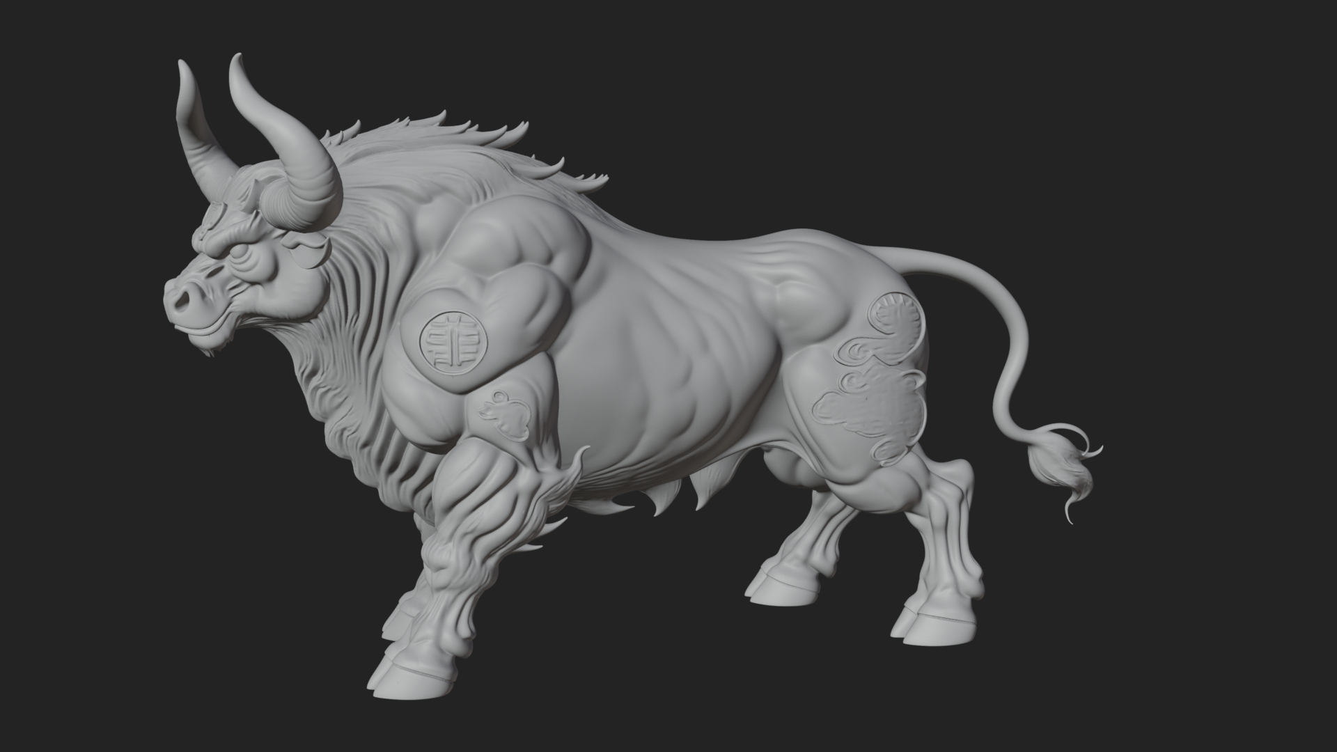 Armored Bull Beast Statue Design 1 3D Print Model 3D Model