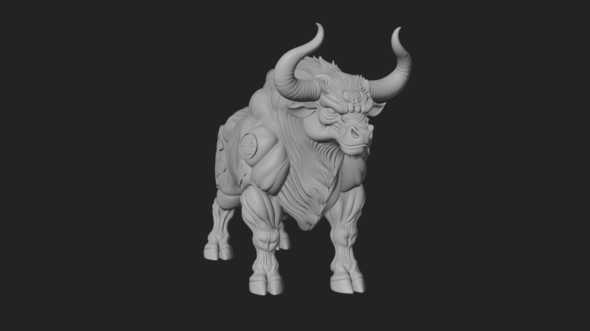 Armored Bull Beast Statue Design 1 3D Print Model 3D Model