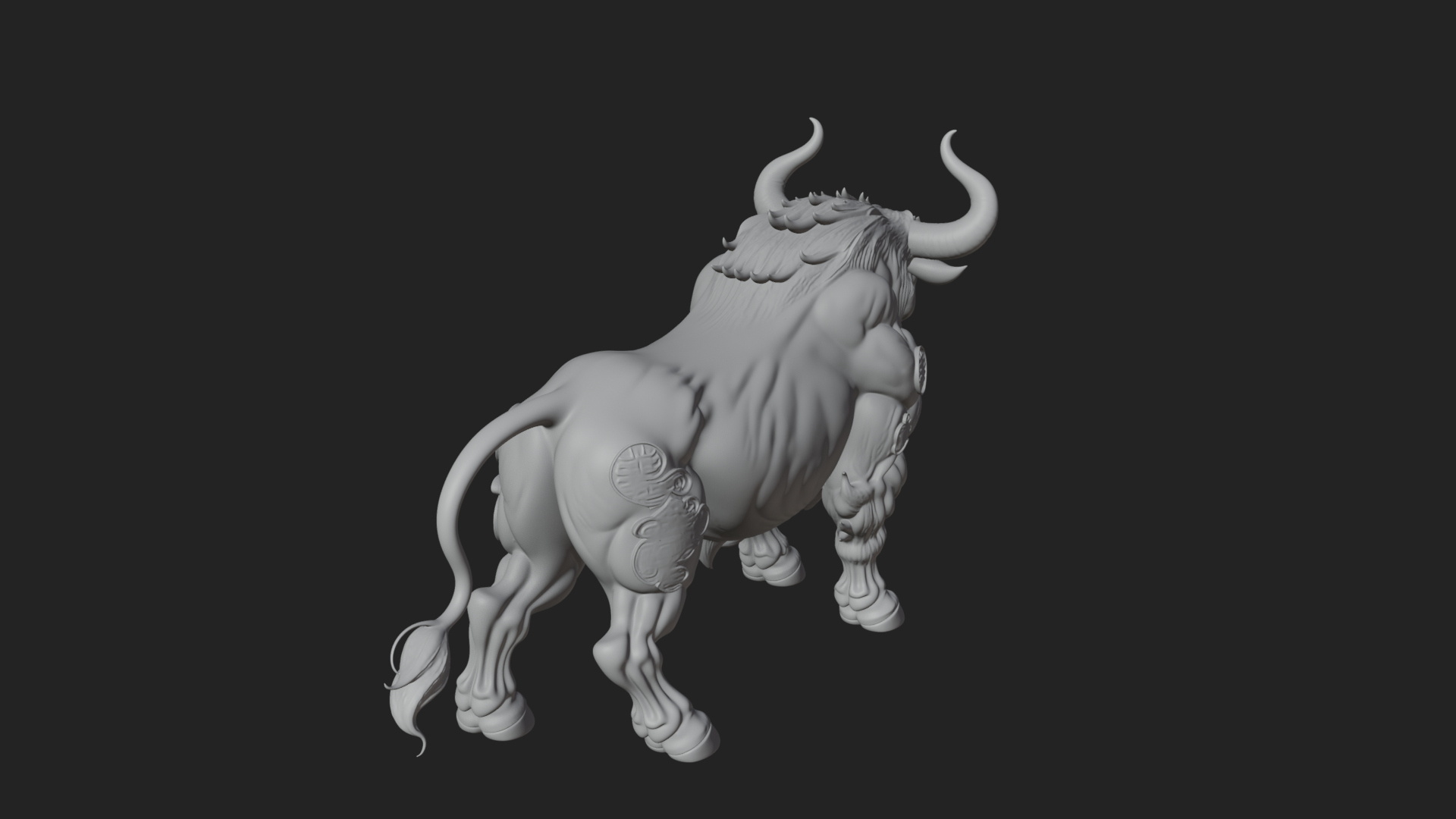 Armored Bull Beast Statue Design 1 3D Print Model 3D Model
