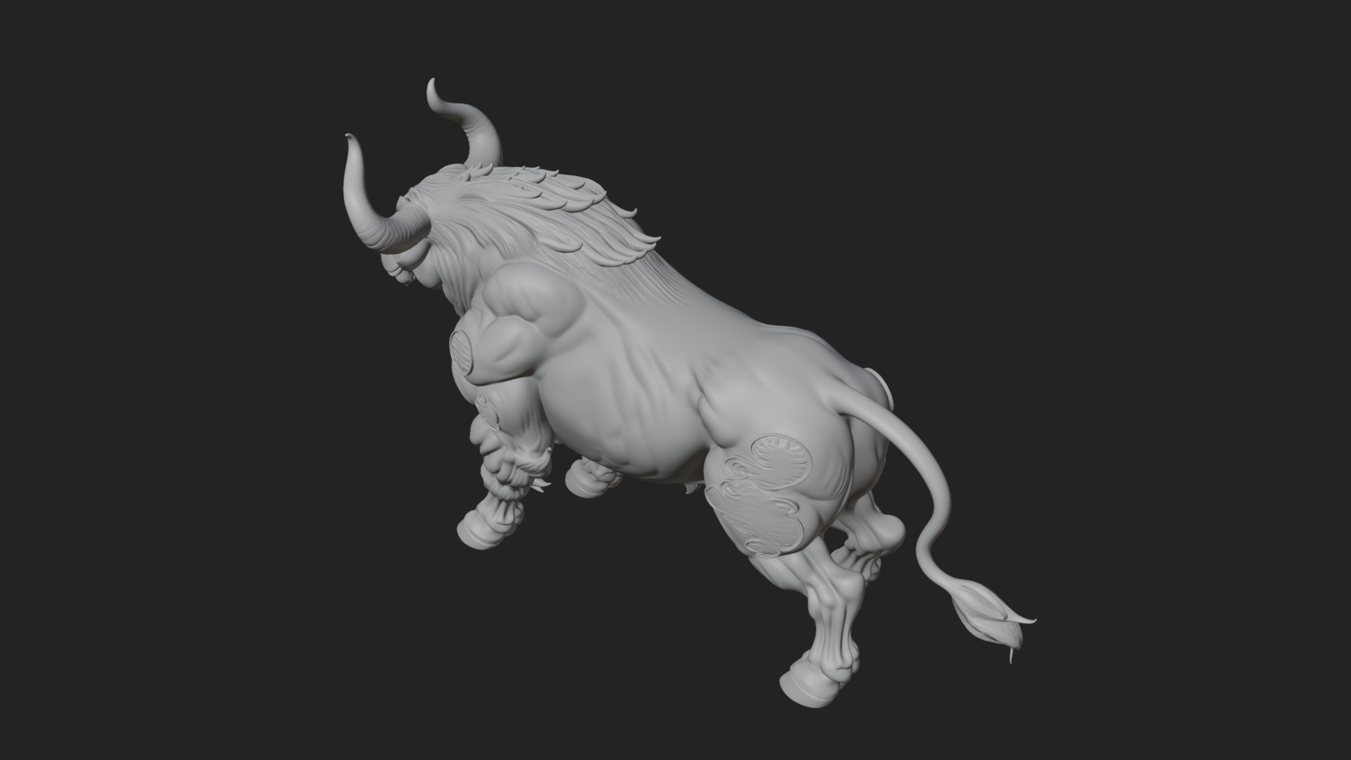 Armored Bull Beast Statue Design 1 3D Print Model 3D Model