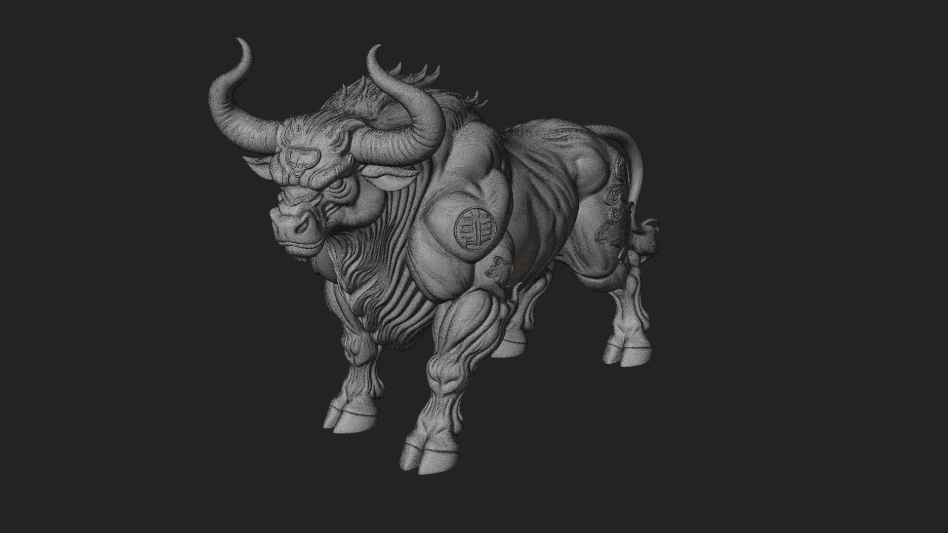 Armored Bull Beast Statue Design 1 3D Print Model 3D Model