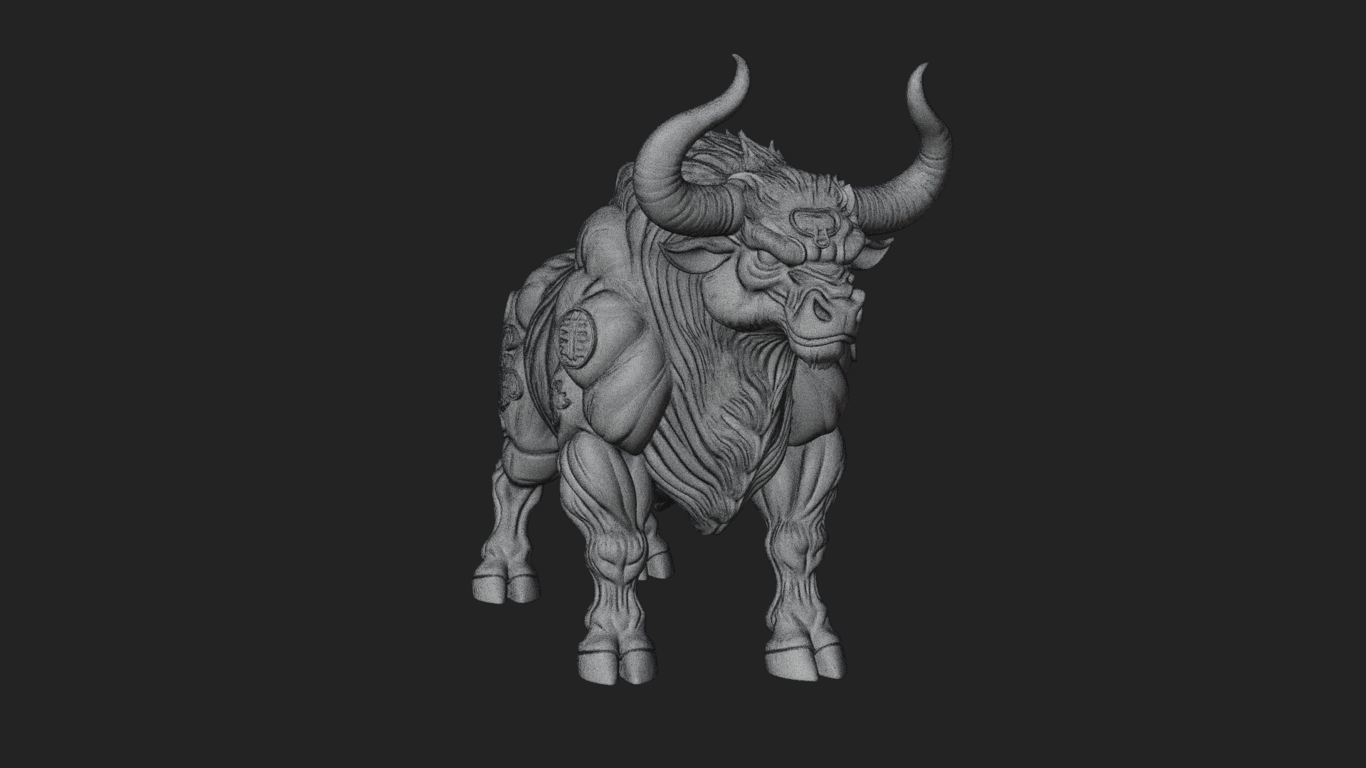 Armored Bull Beast Statue Design 1 3D Print Model 3D Model