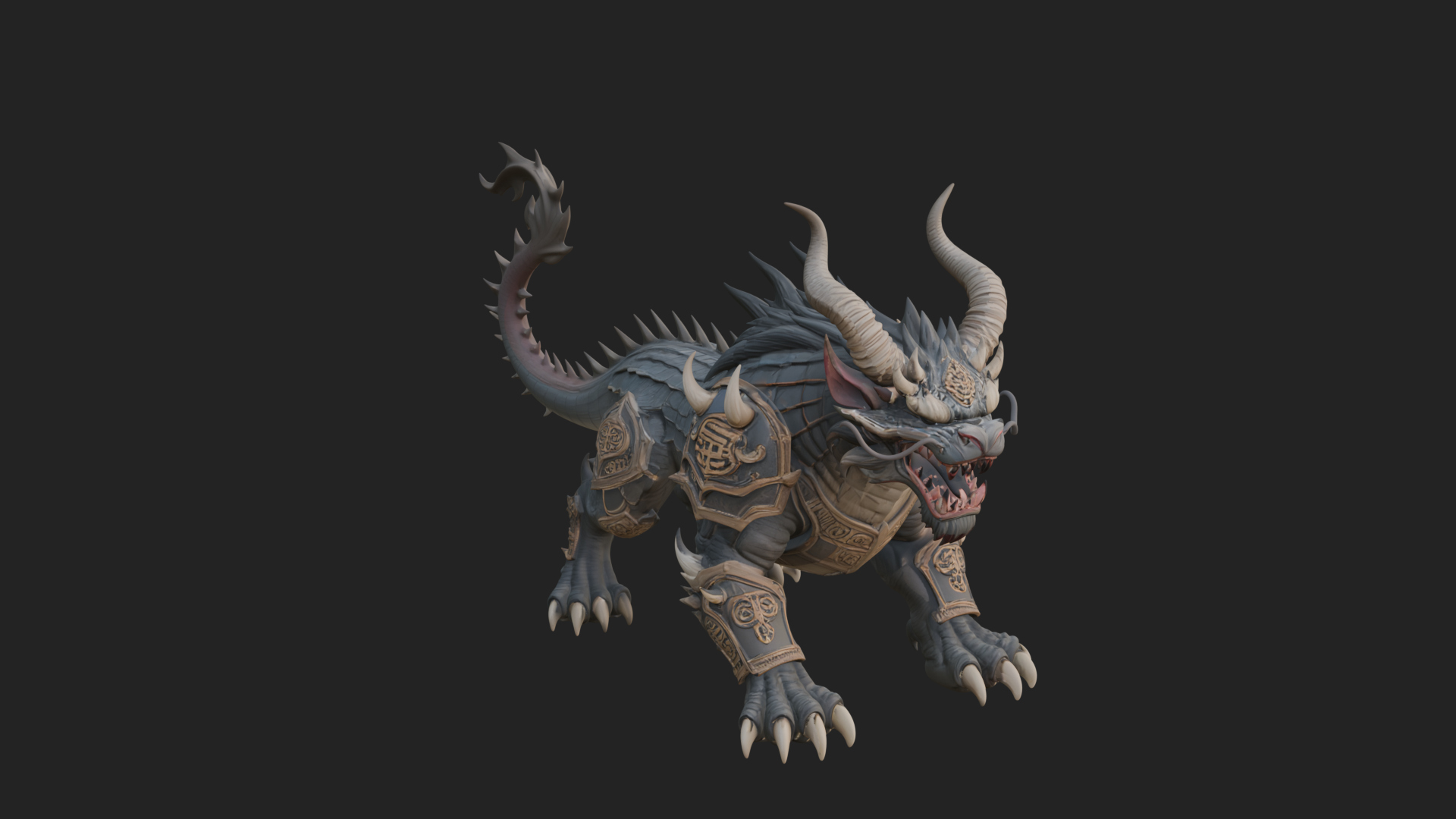 Armored Bull Beast Statue Design 2 3D Print Model 3D Model