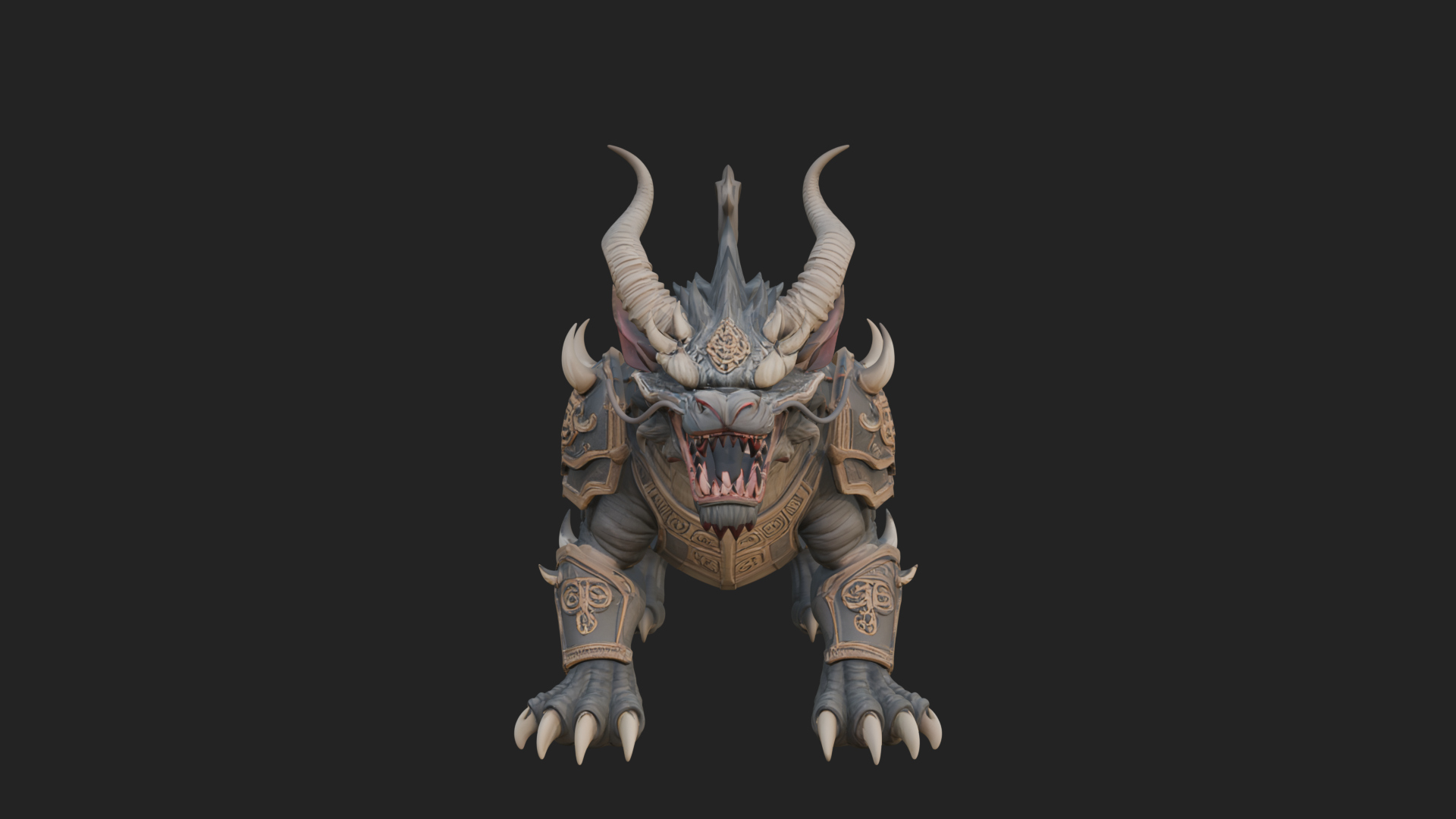 Armored Bull Beast Statue Design 2 3D Print Model 3D Model