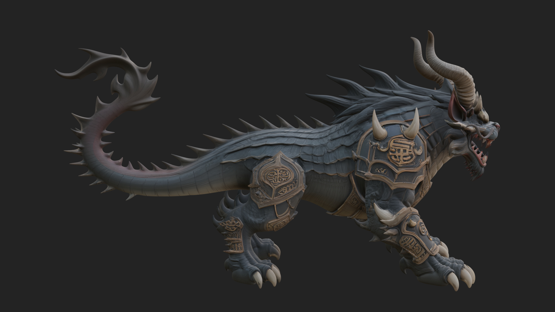Armored Bull Beast Statue Design 2 3D Print Model 3D Model