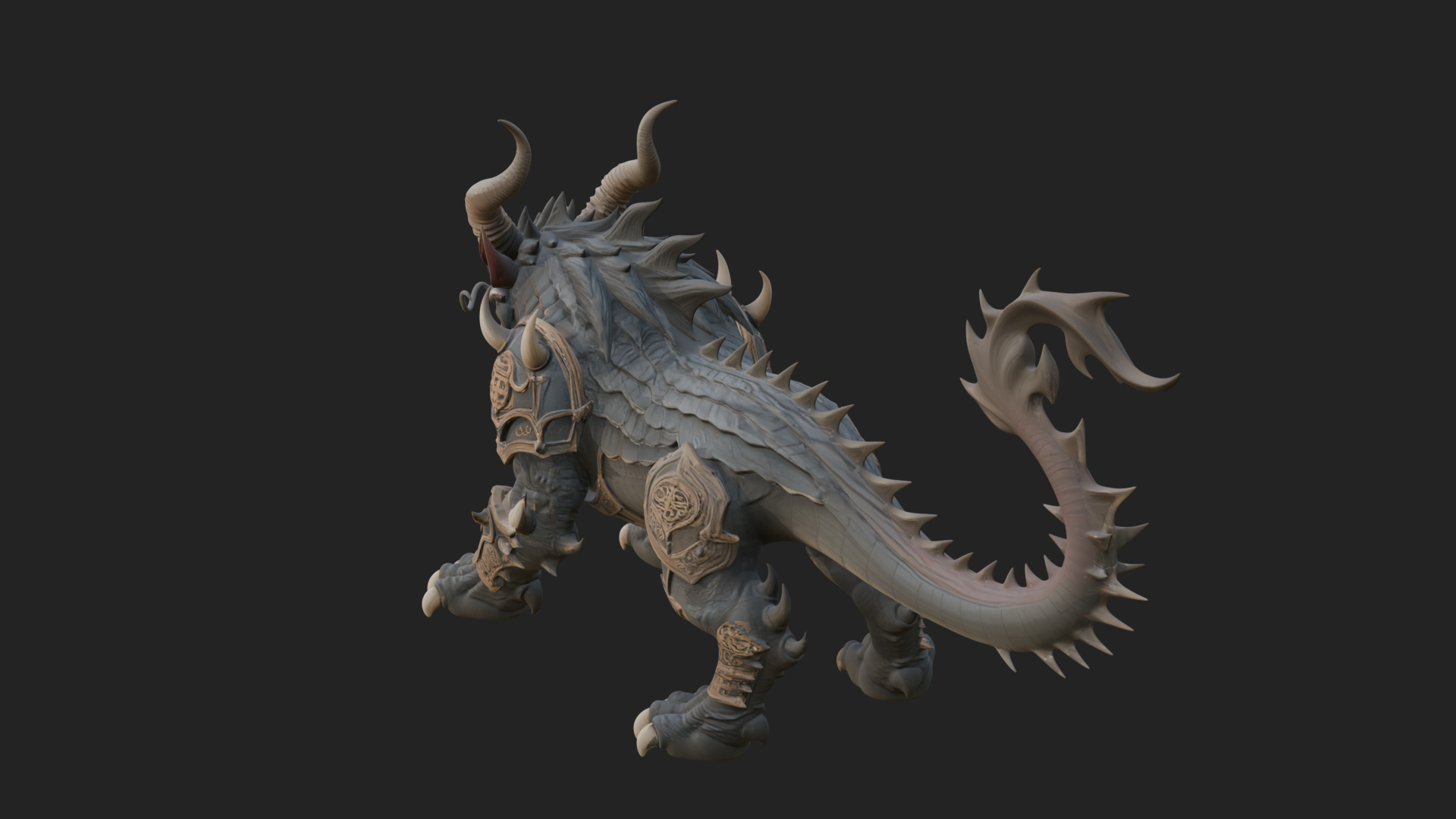 Armored Bull Beast Statue Design 2 3D Print Model 3D Model
