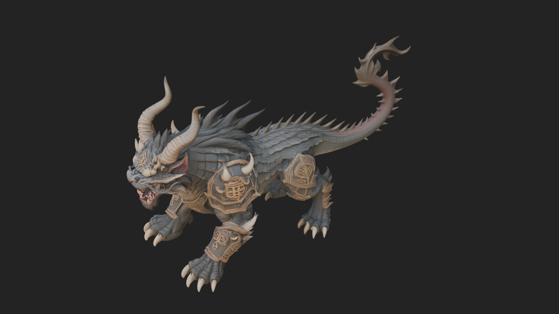 Armored Bull Beast Statue Design 2 3D Print Model 3D Model