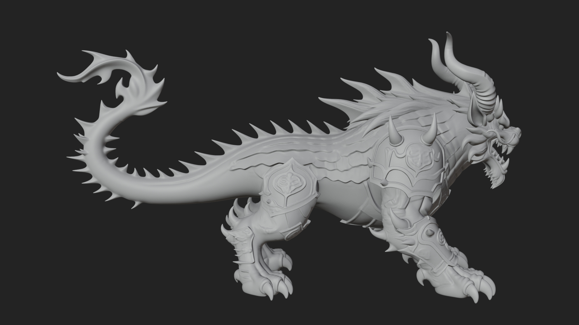 Armored Bull Beast Statue Design 2 3D Print Model 3D Model
