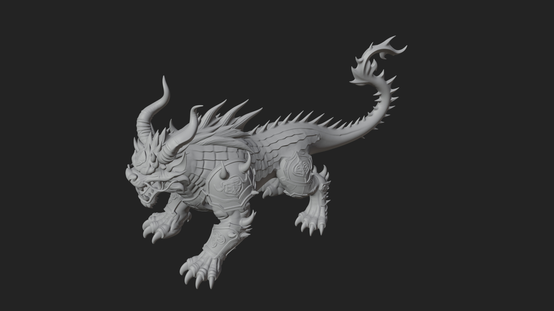 Armored Bull Beast Statue Design 2 3D Print Model 3D Model