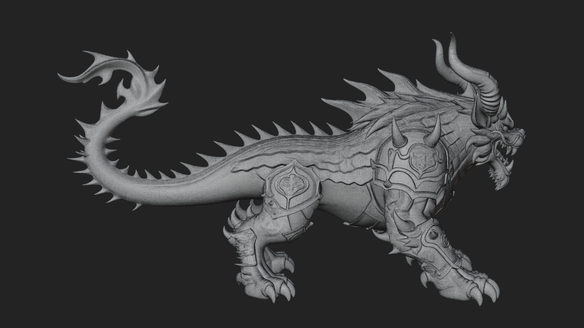 Armored Bull Beast Statue Design 2 3D Print Model 3D Model
