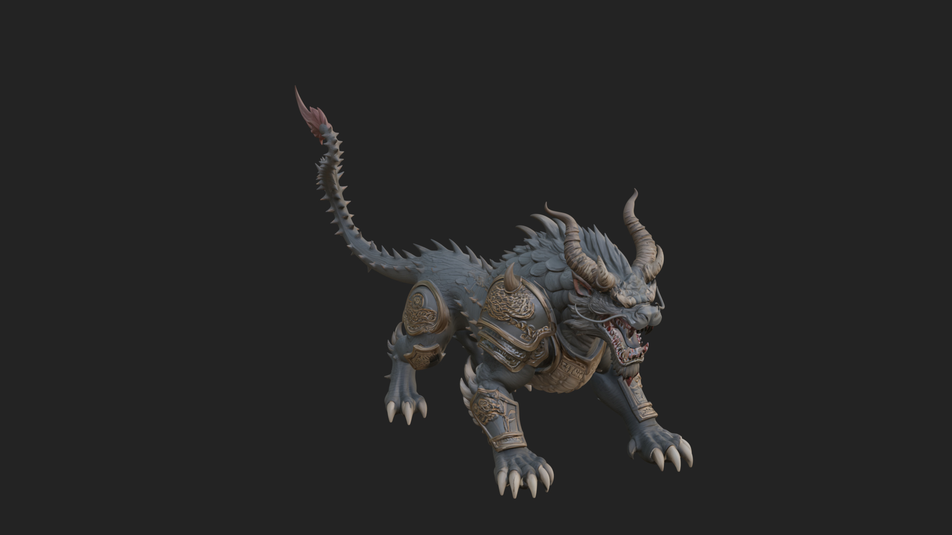 Armored Bull Beast Statue Design 3 3D Print Model 3D Model