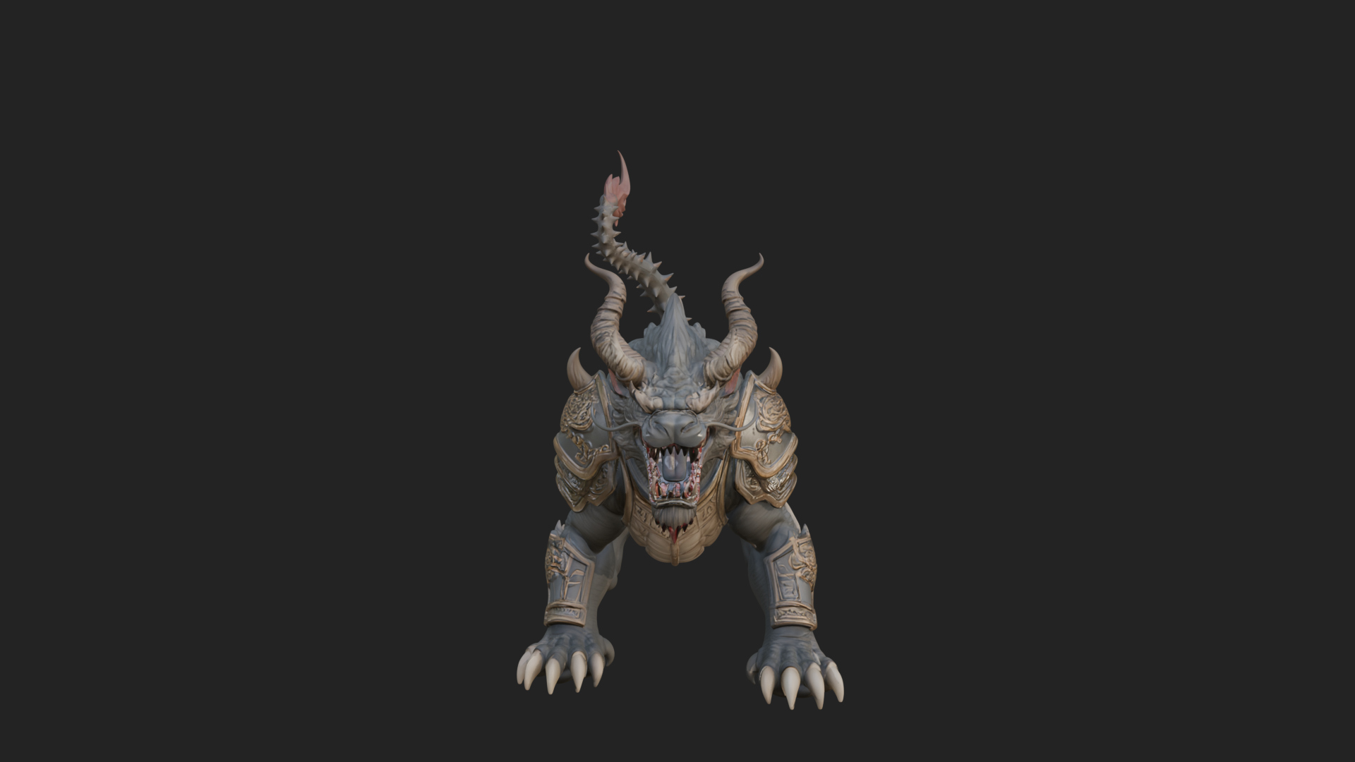 Armored Bull Beast Statue Design 3 3D Print Model 3D Model