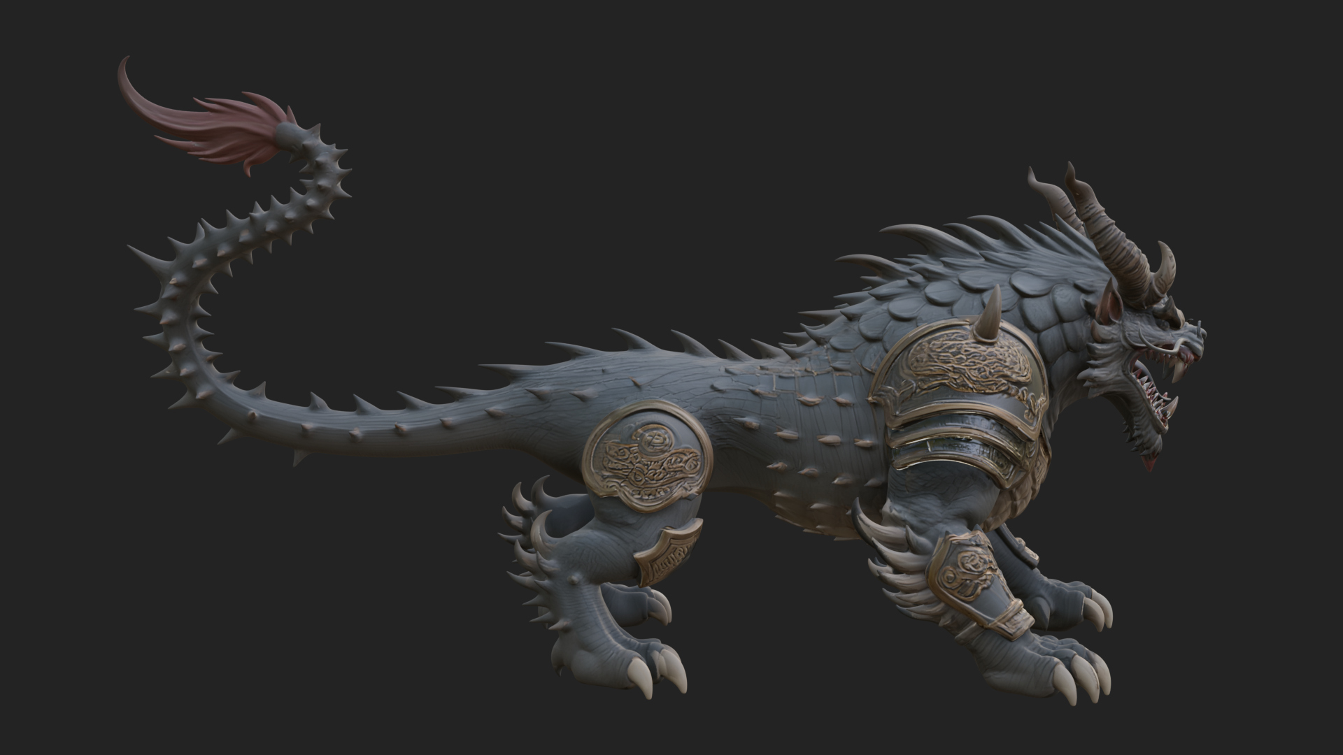 Armored Bull Beast Statue Design 3 3D Print Model 3D Model
