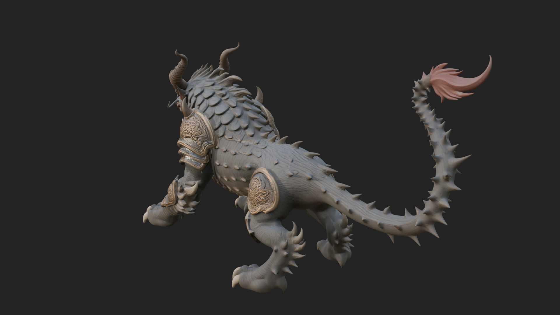 Armored Bull Beast Statue Design 3 3D Print Model 3D Model