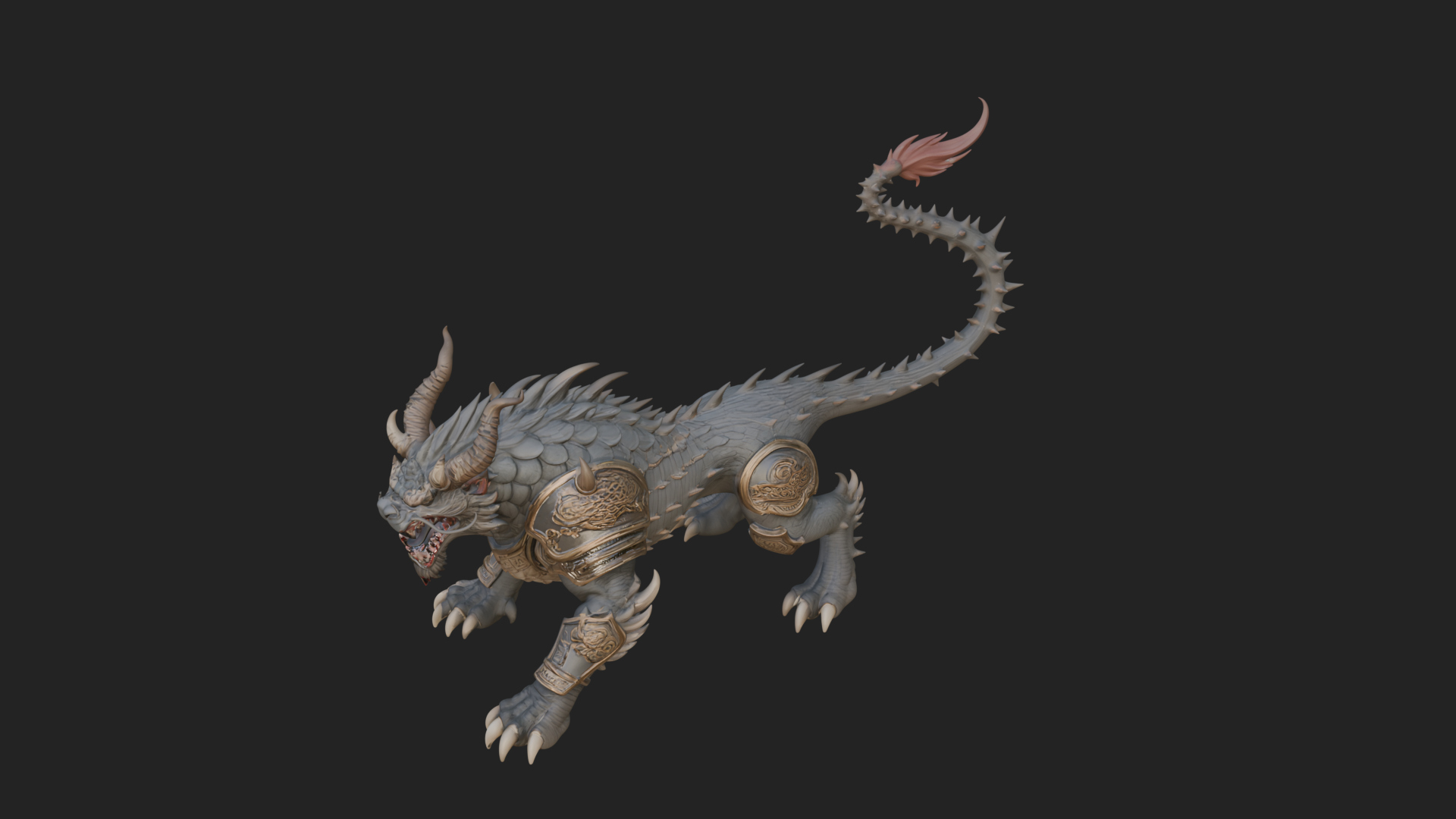 Armored Bull Beast Statue Design 3 3D Print Model 3D Model