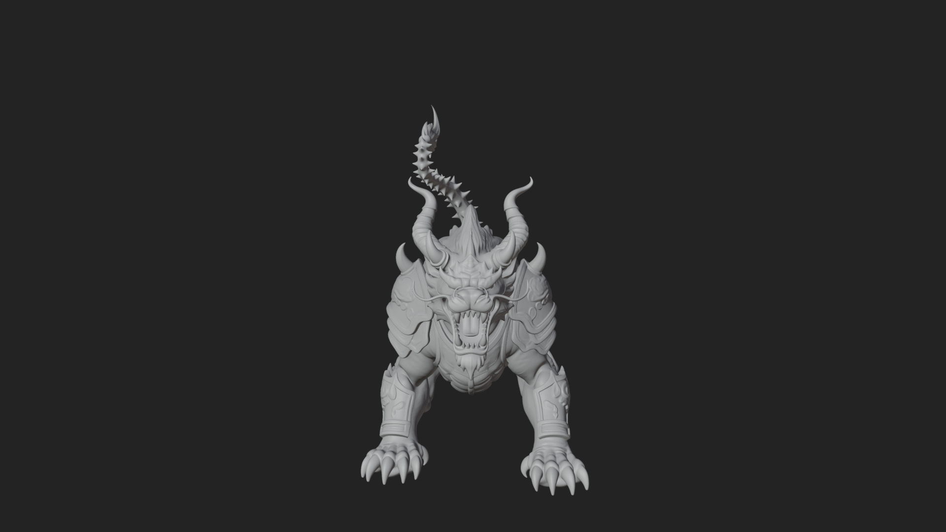 Armored Bull Beast Statue Design 3 3D Print Model 3D Model