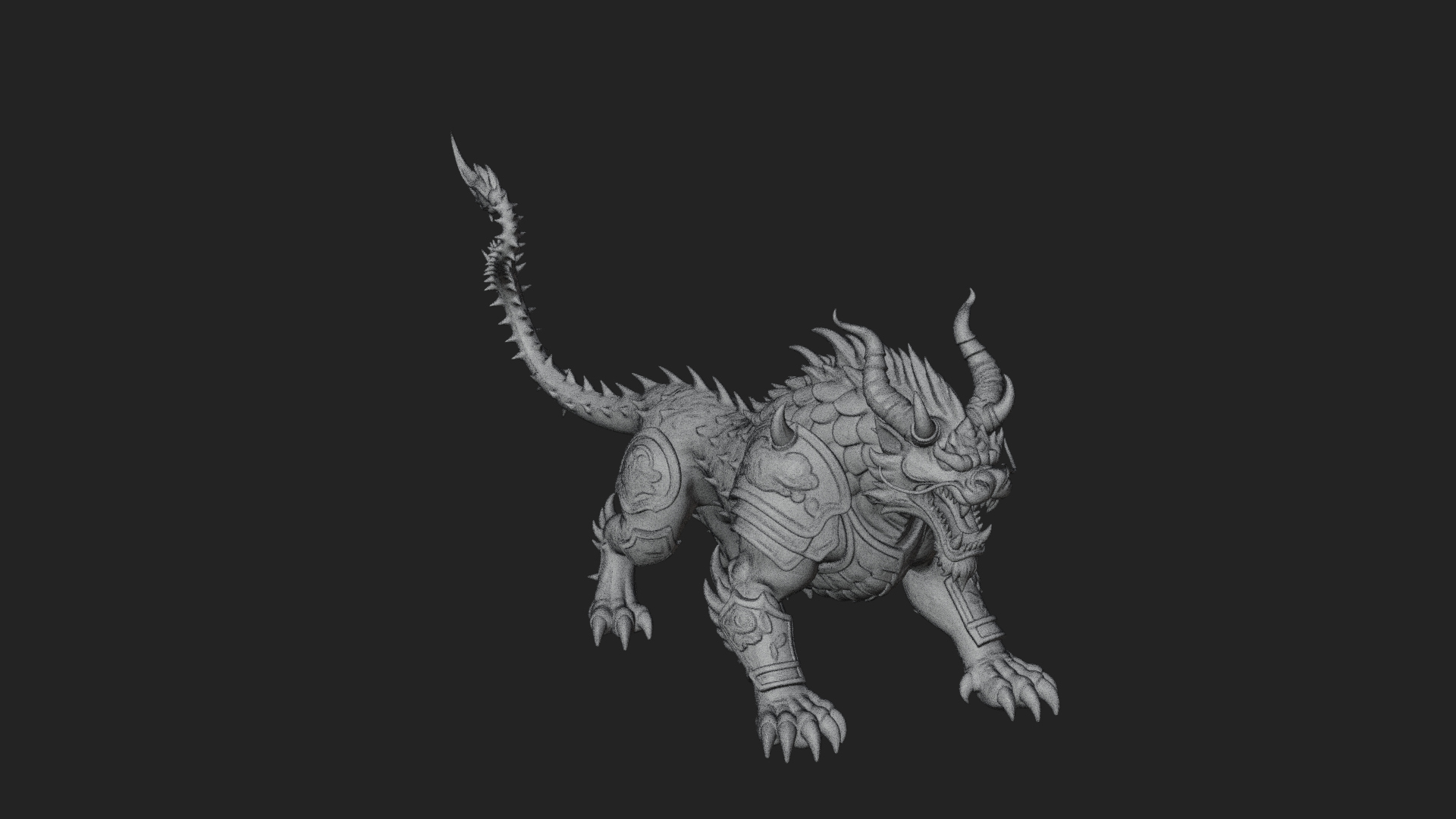 Armored Bull Beast Statue Design 3 3D Print Model 3D Model