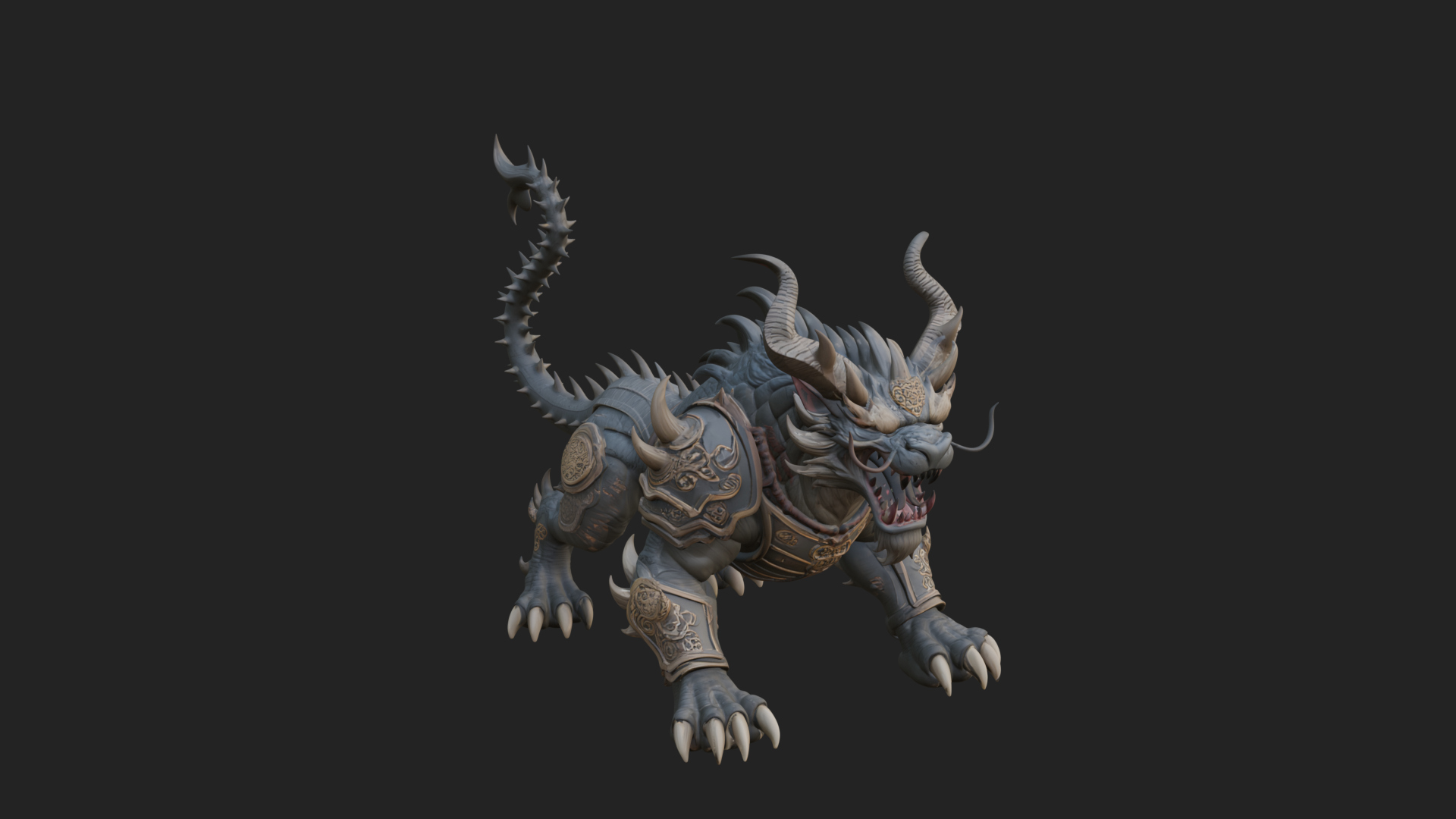 Armored Bull Beast Statue Design 4 3D Print Model 3D Model