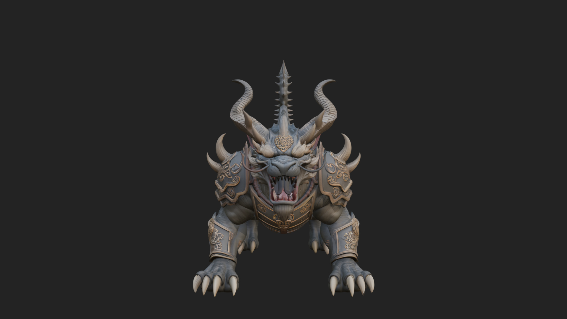 Armored Bull Beast Statue Design 4 3D Print Model 3D Model