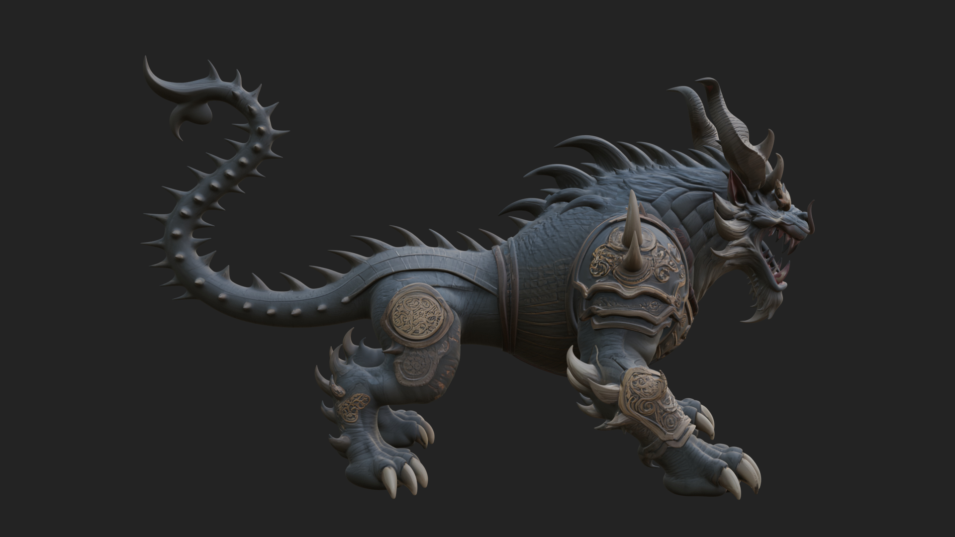 Armored Bull Beast Statue Design 4 3D Print Model 3D Model