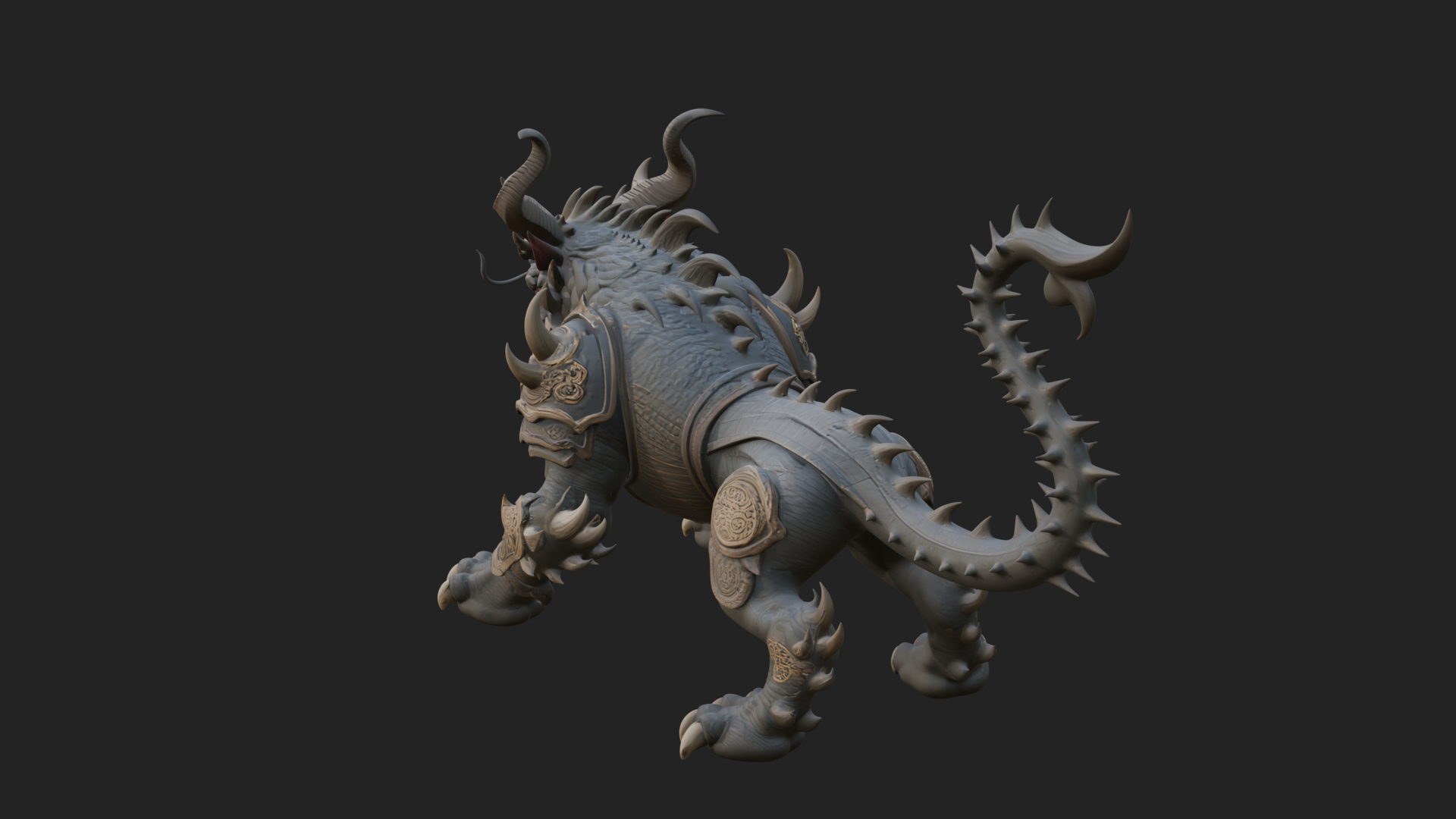 Armored Bull Beast Statue Design 4 3D Print Model 3D Model