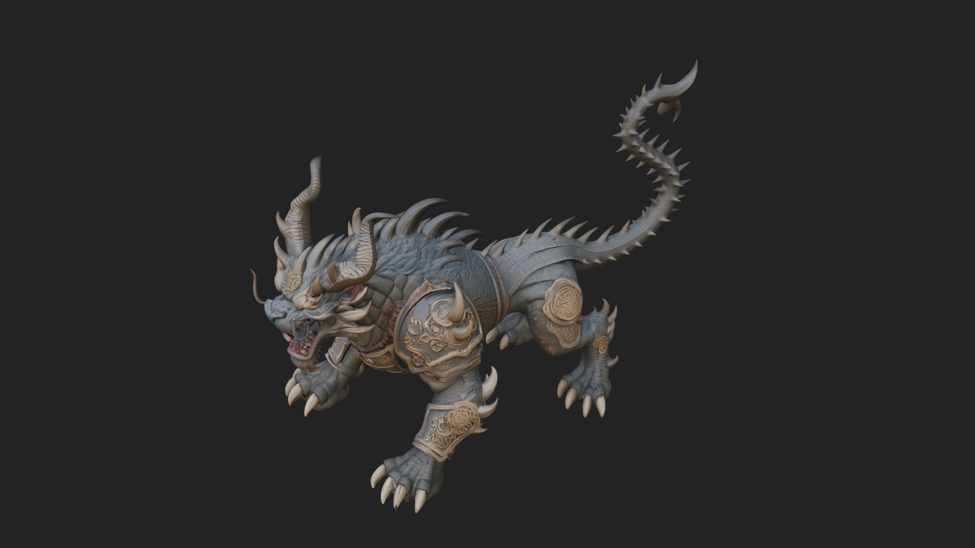 Armored Bull Beast Statue Design 4 3D Print Model 3D Model