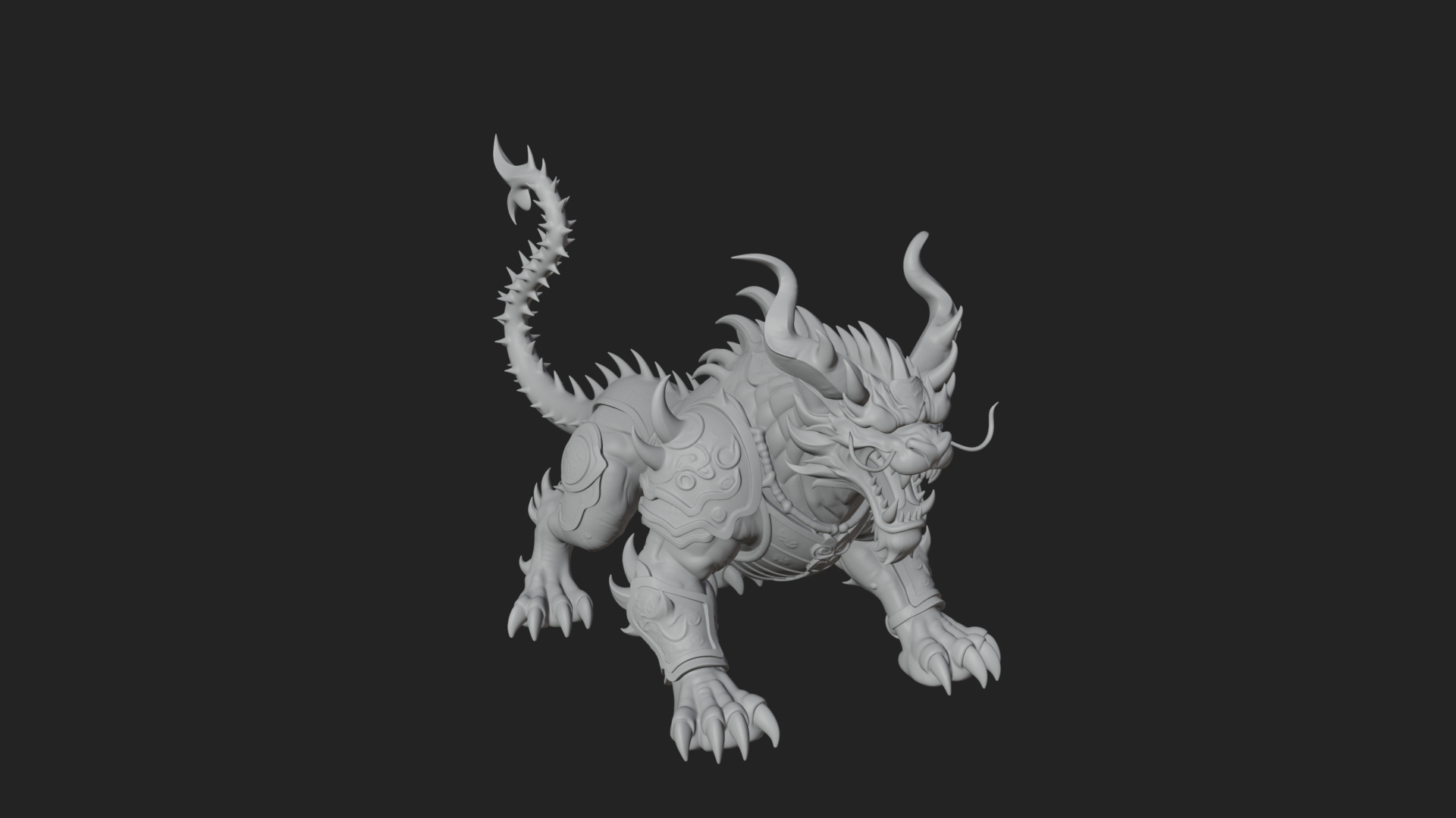 Armored Bull Beast Statue Design 4 3D Print Model 3D Model
