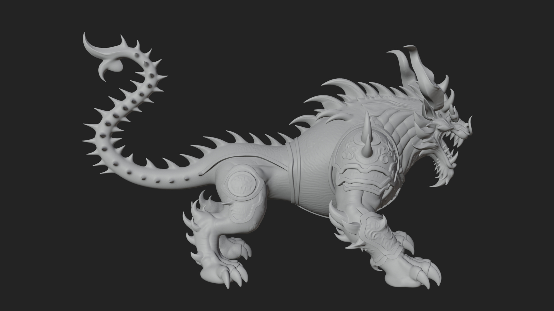 Armored Bull Beast Statue Design 4 3D Print Model 3D Model