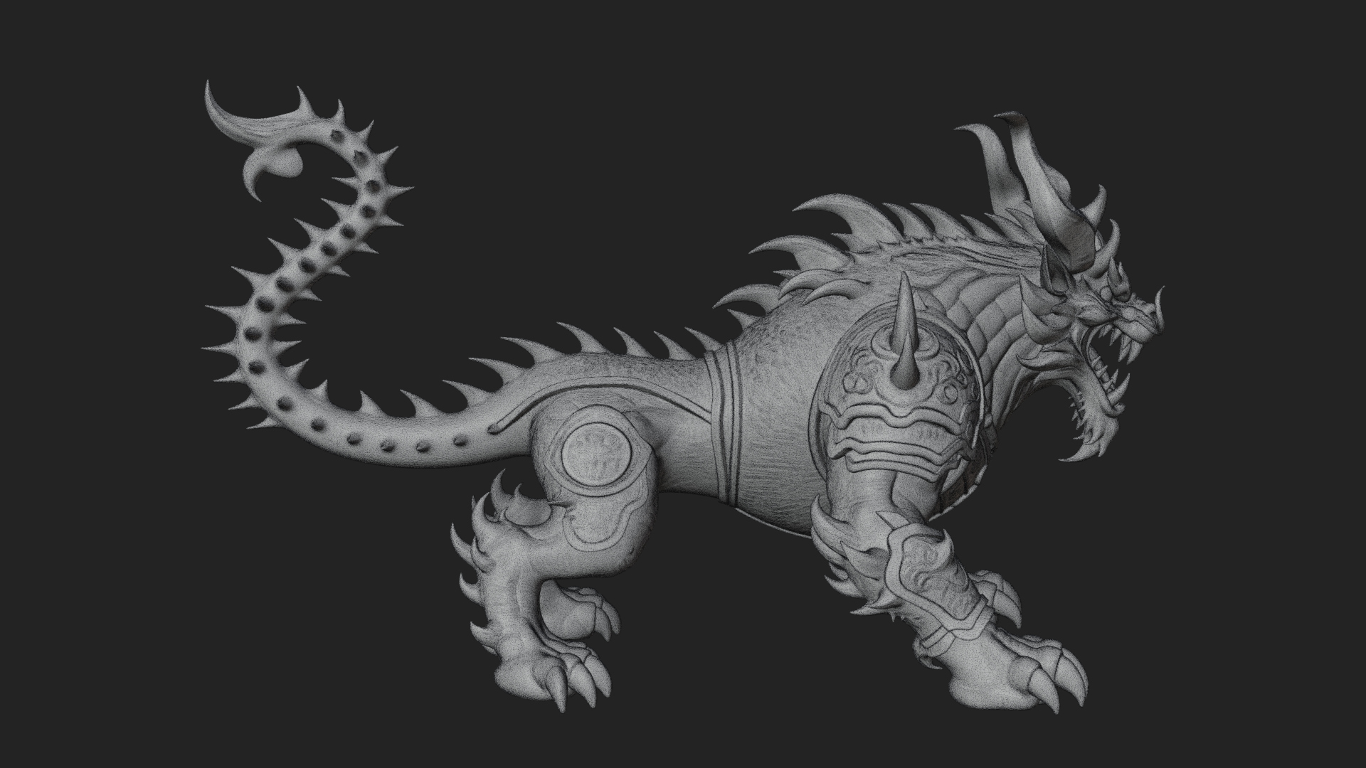 Armored Bull Beast Statue Design 4 3D Print Model 3D Model