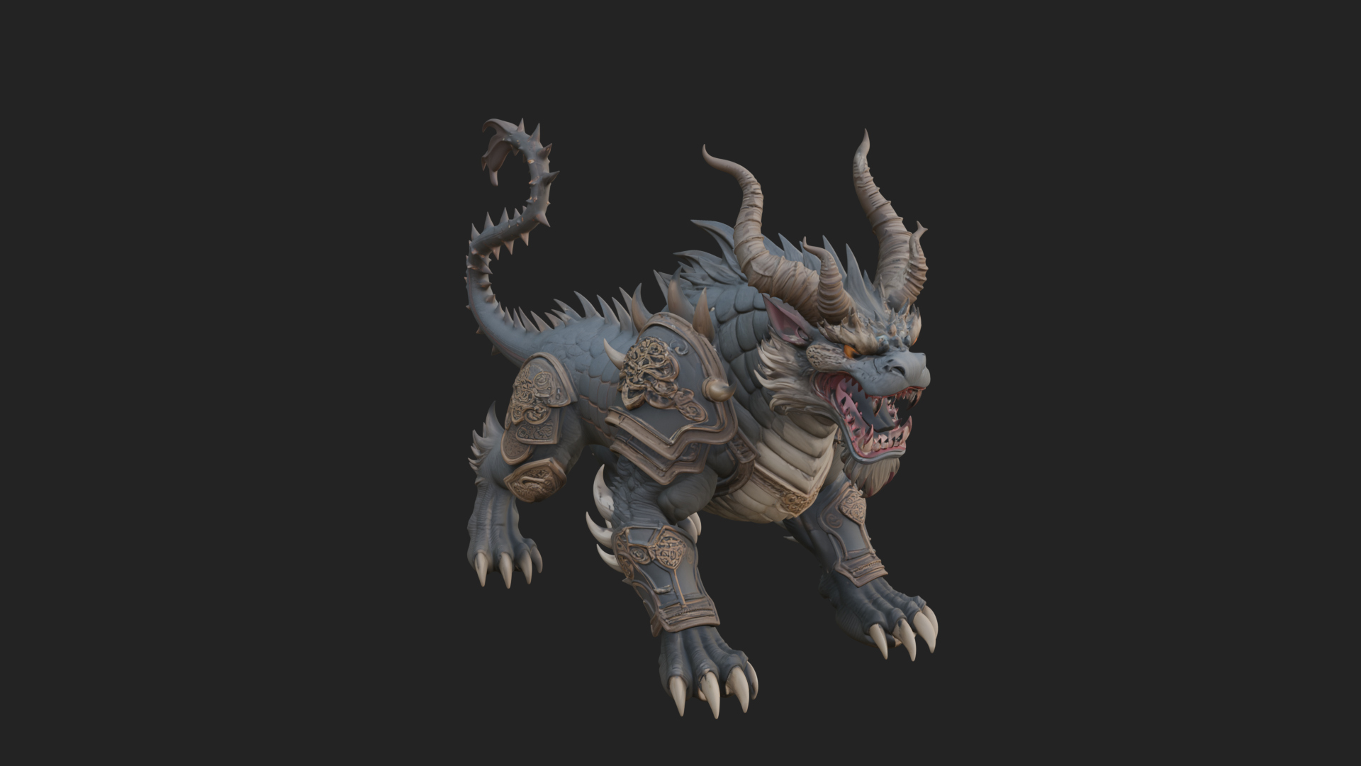 Armored Bull Beast Statue Design 5 3D Print Model 3D Model
