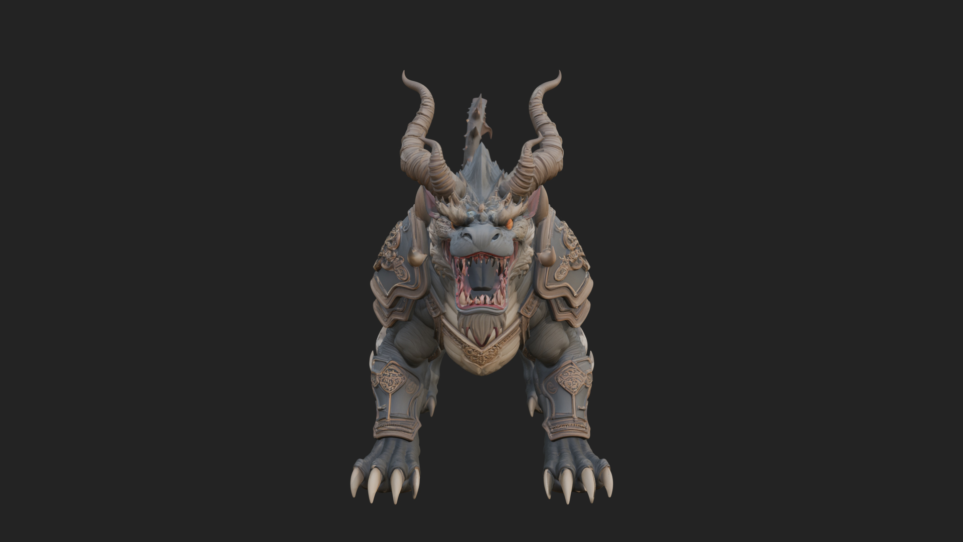 Armored Bull Beast Statue Design 5 3D Print Model 3D Model