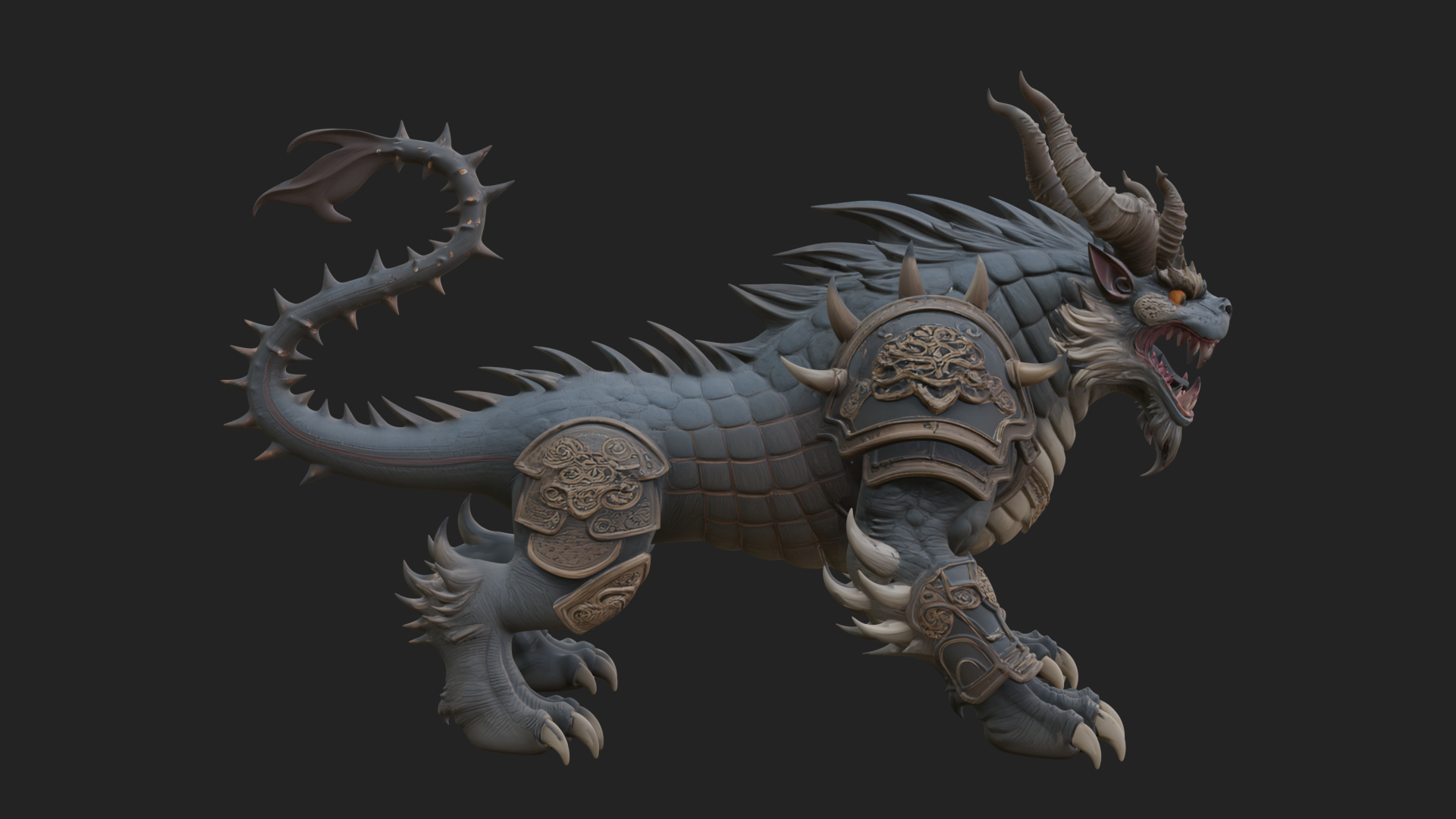 Armored Bull Beast Statue Design 5 3D Print Model 3D Model