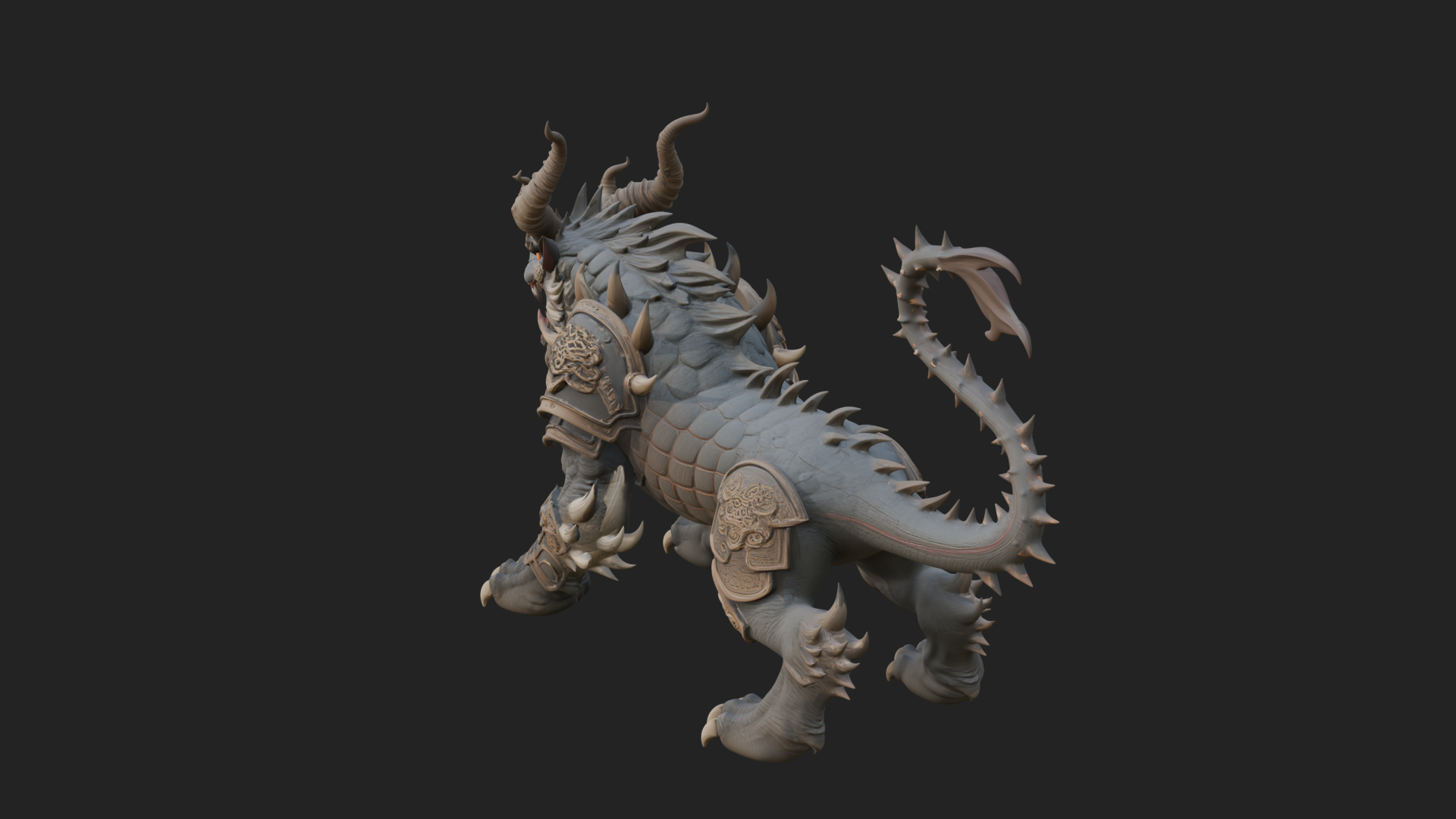 Armored Bull Beast Statue Design 5 3D Print Model 3D Model