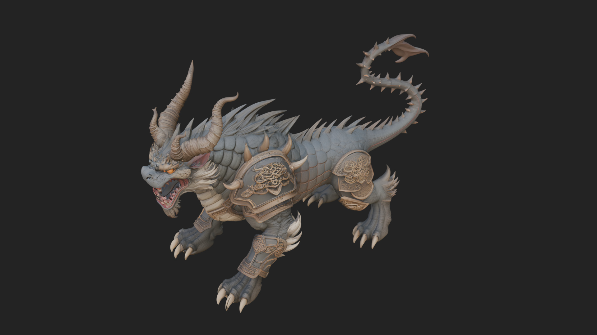 Armored Bull Beast Statue Design 5 3D Print Model 3D Model