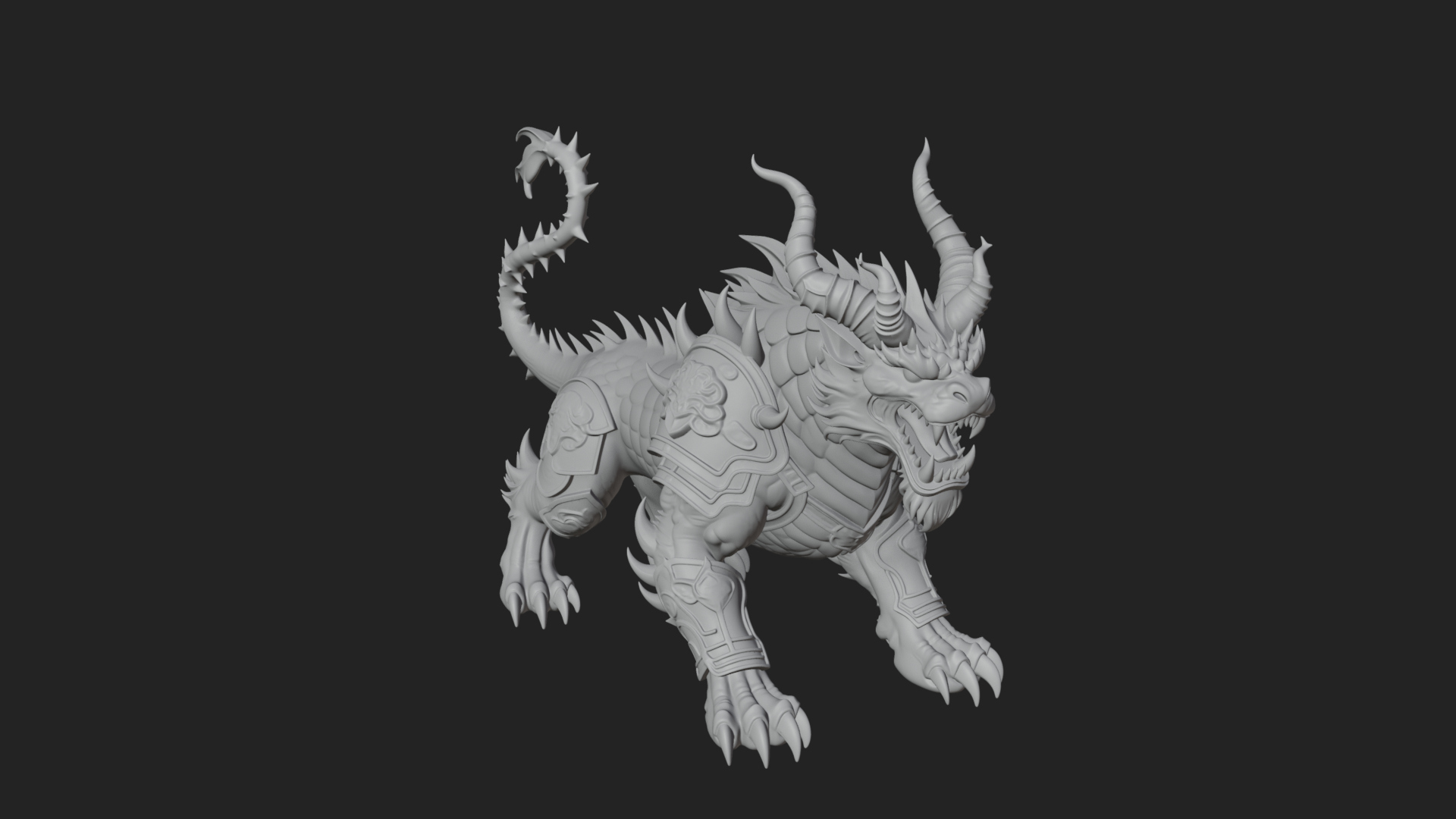 Armored Bull Beast Statue Design 5 3D Print Model 3D Model