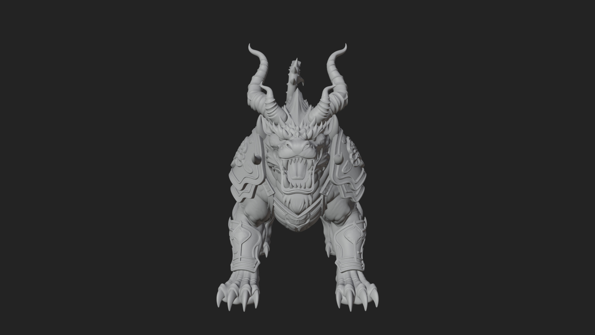 Armored Bull Beast Statue Design 5 3D Print Model 3D Model