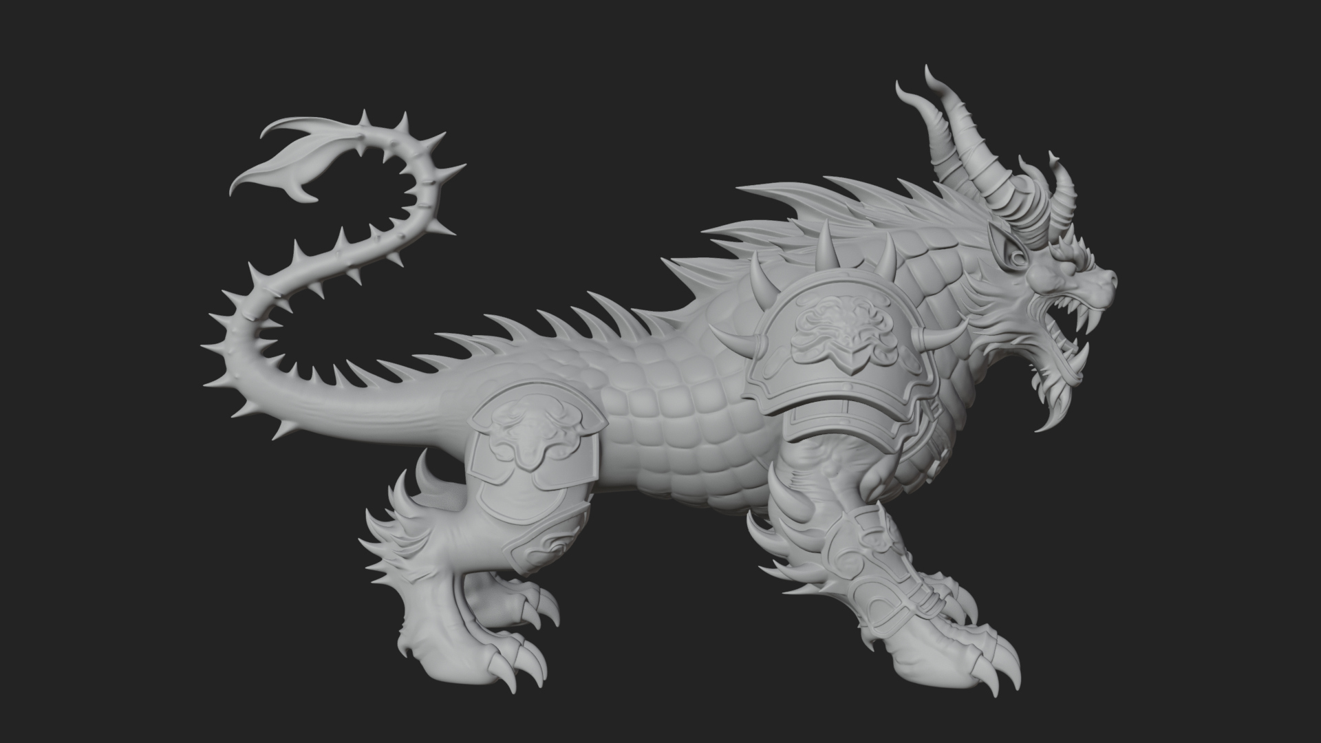 Armored Bull Beast Statue Design 5 3D Print Model 3D Model